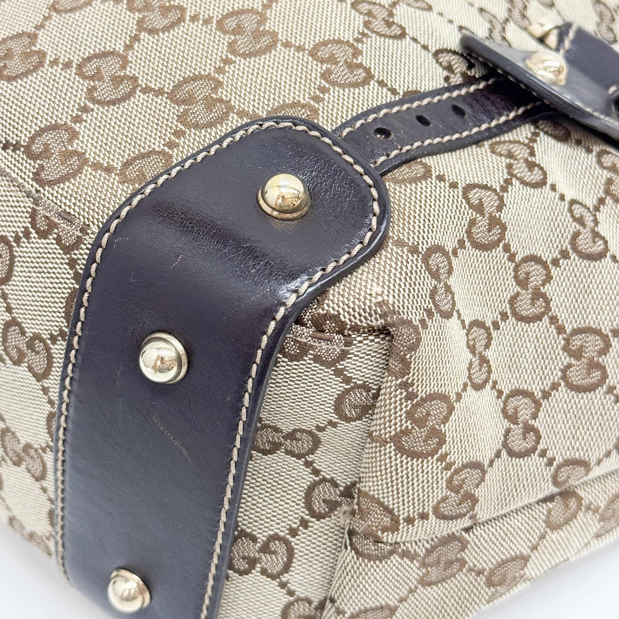 Horsebit GG Brown Canvas Shoulder Bag