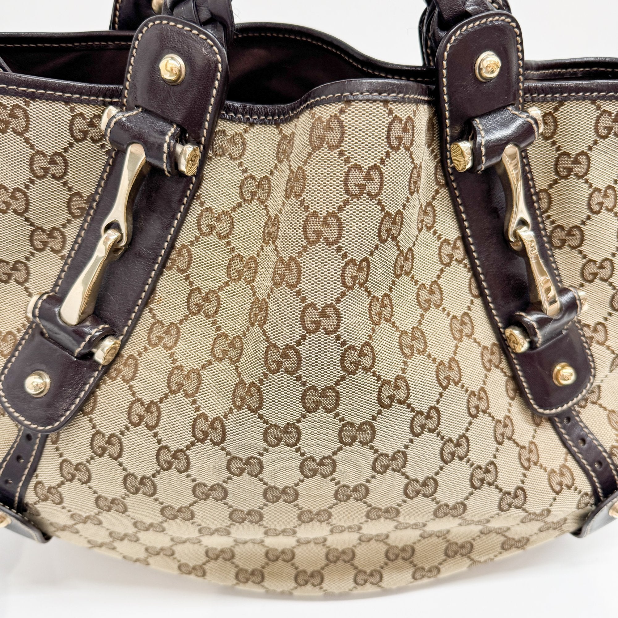 Horsebit GG Brown Canvas Shoulder Bag