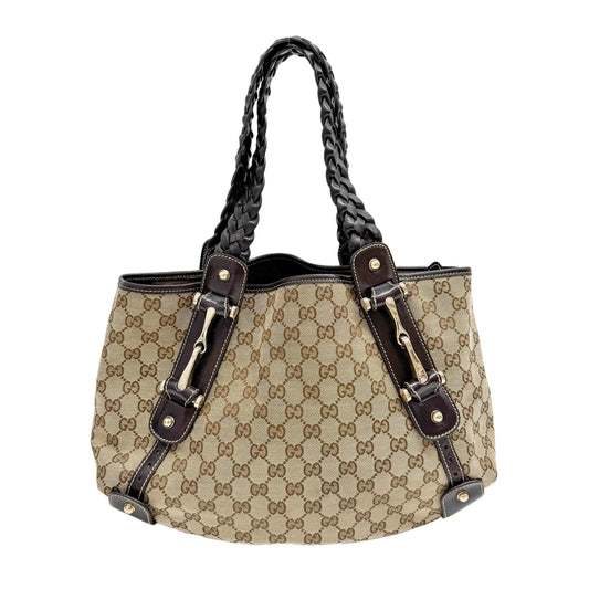 Horsebit GG Brown Canvas Shoulder Bag