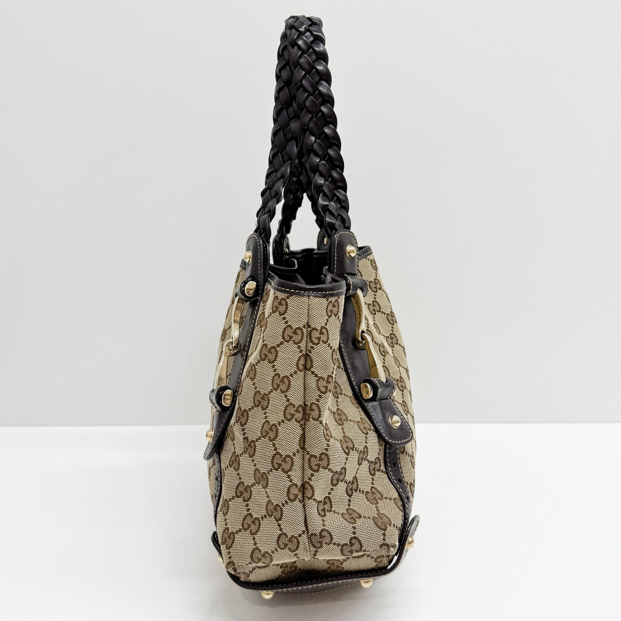 Horsebit GG Brown Canvas Shoulder Bag