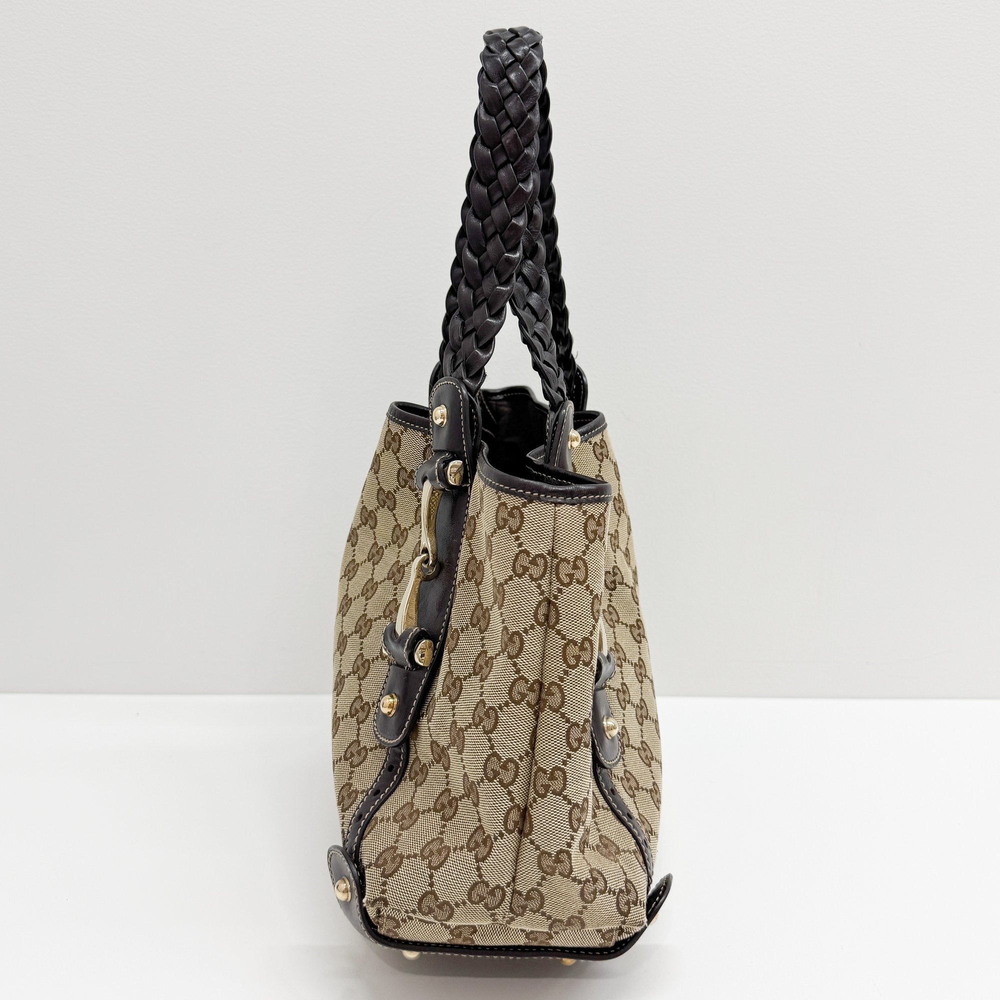 Horsebit GG Brown Canvas Shoulder Bag