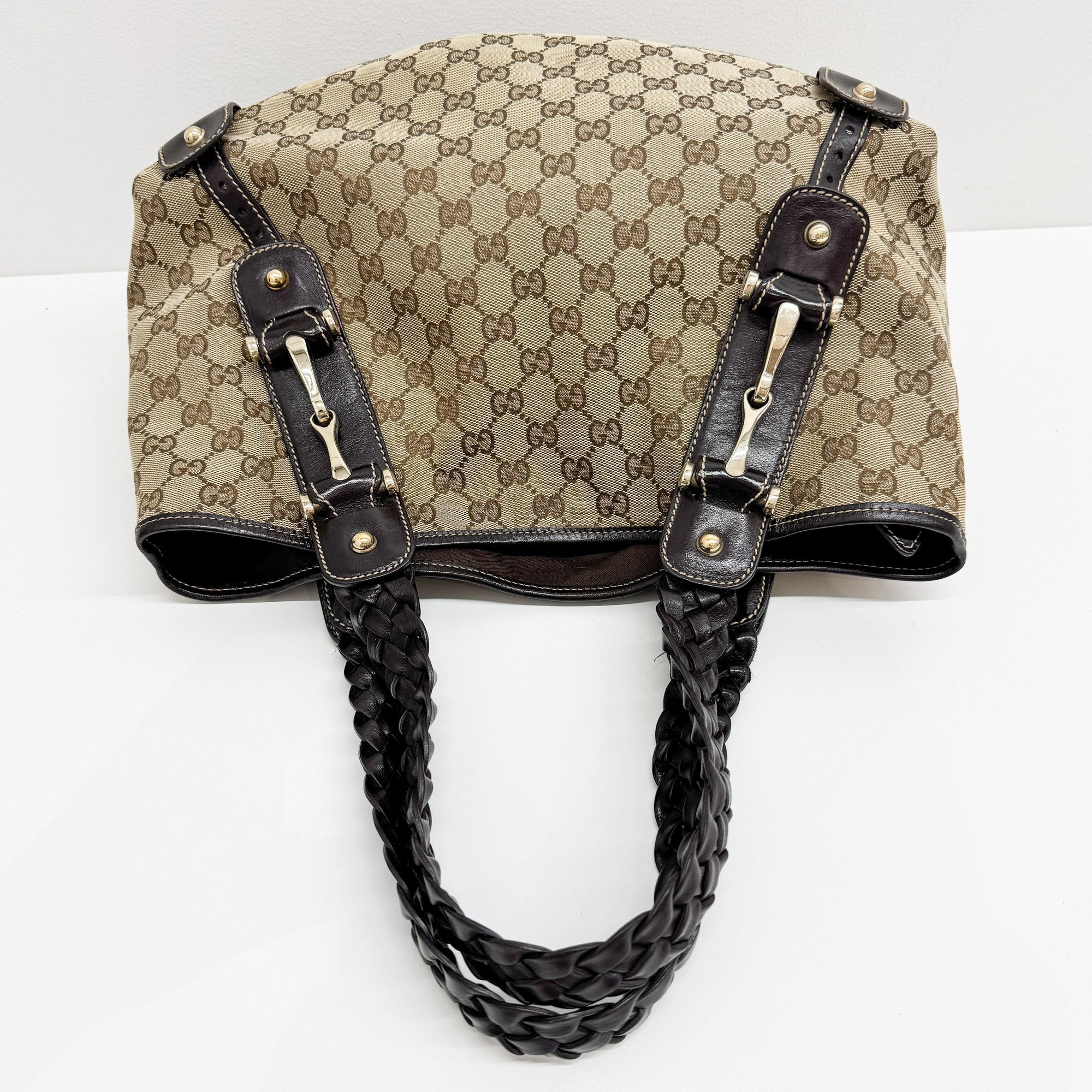 Horsebit GG Brown Canvas Shoulder Bag