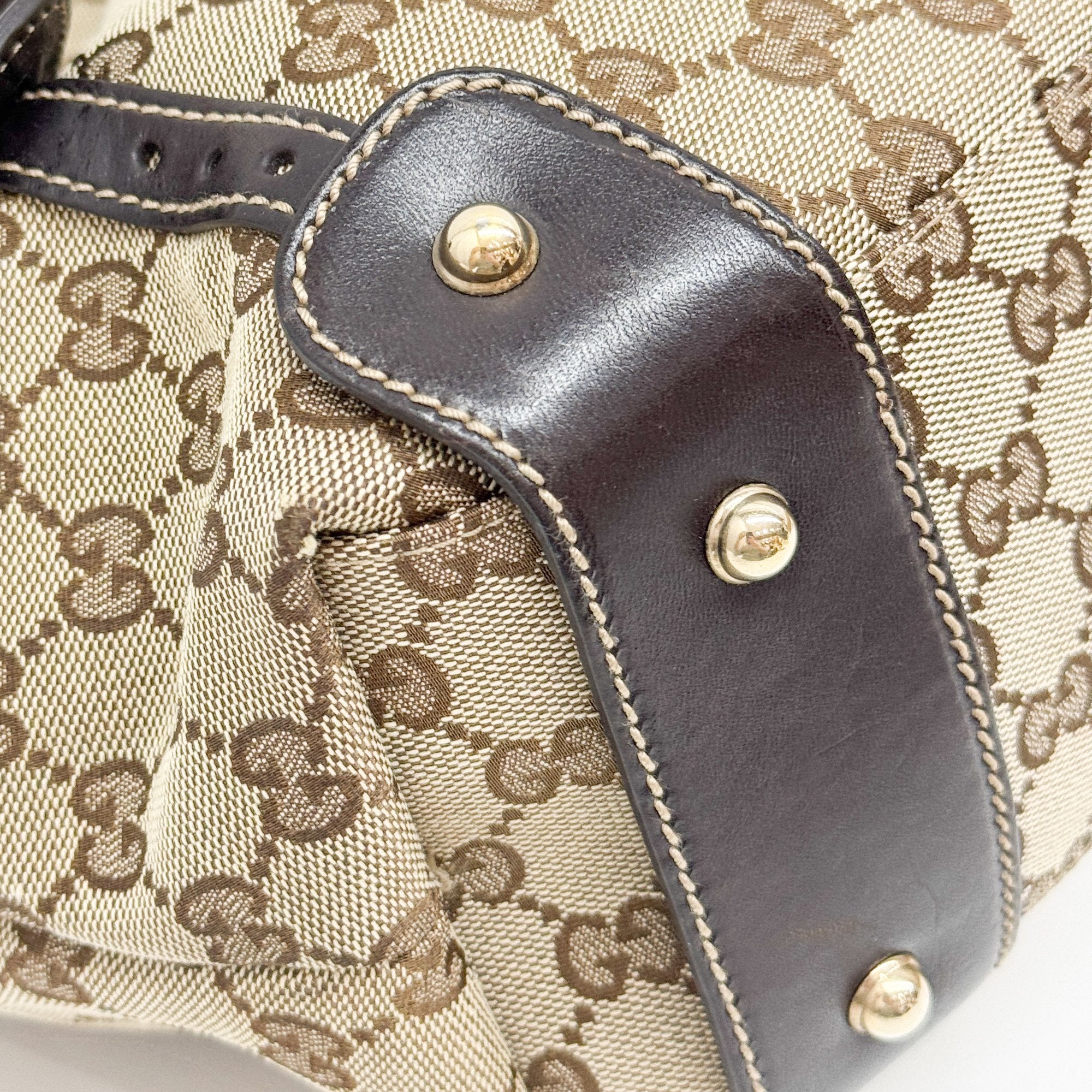 Horsebit GG Brown Canvas Shoulder Bag