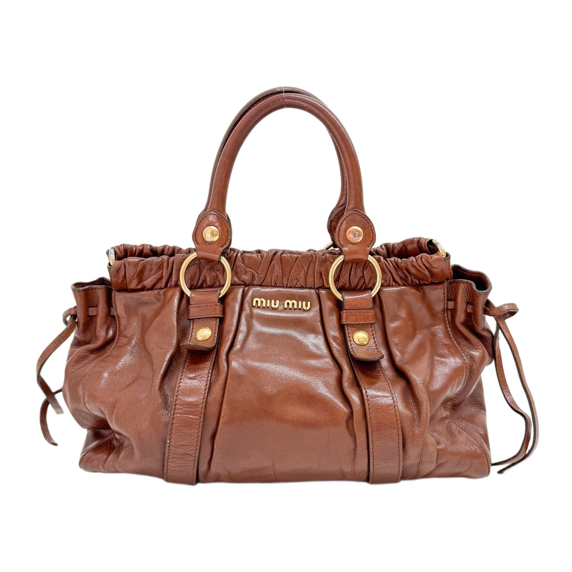 Vitello Brown Calfskin Leather Two Way Bag