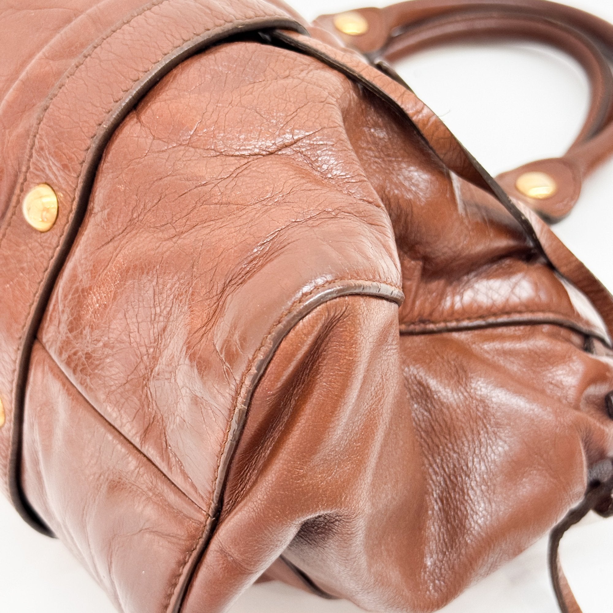 Vitello Brown Calfskin Leather Two Way Bag