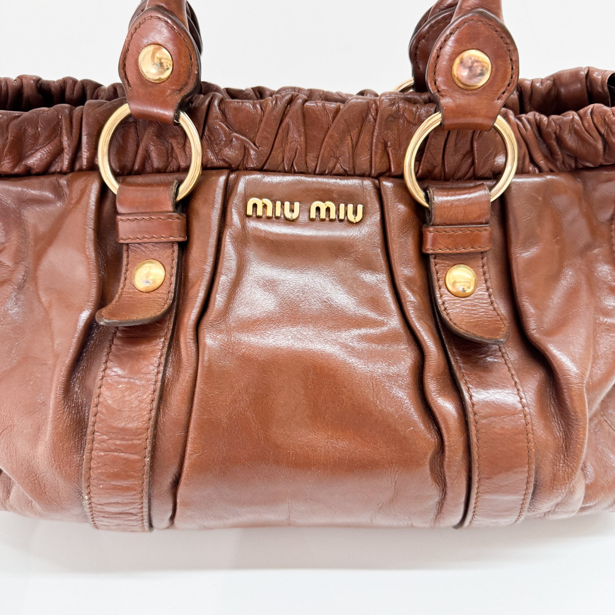 Vitello Brown Calfskin Leather Two Way Bag