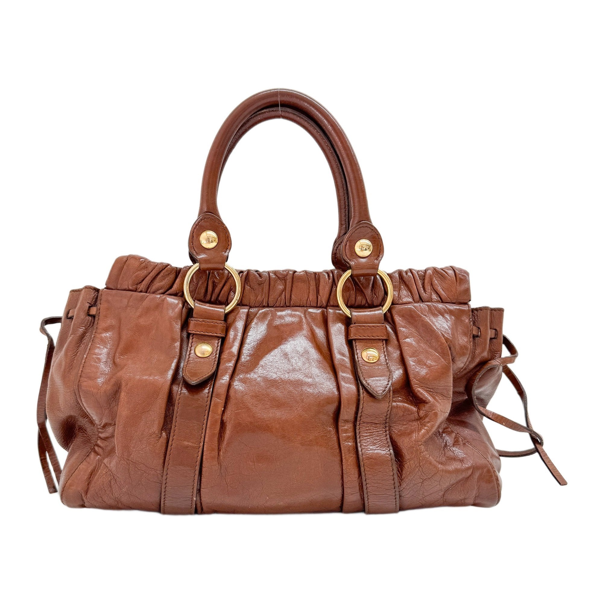 Vitello Brown Calfskin Leather Two Way Bag