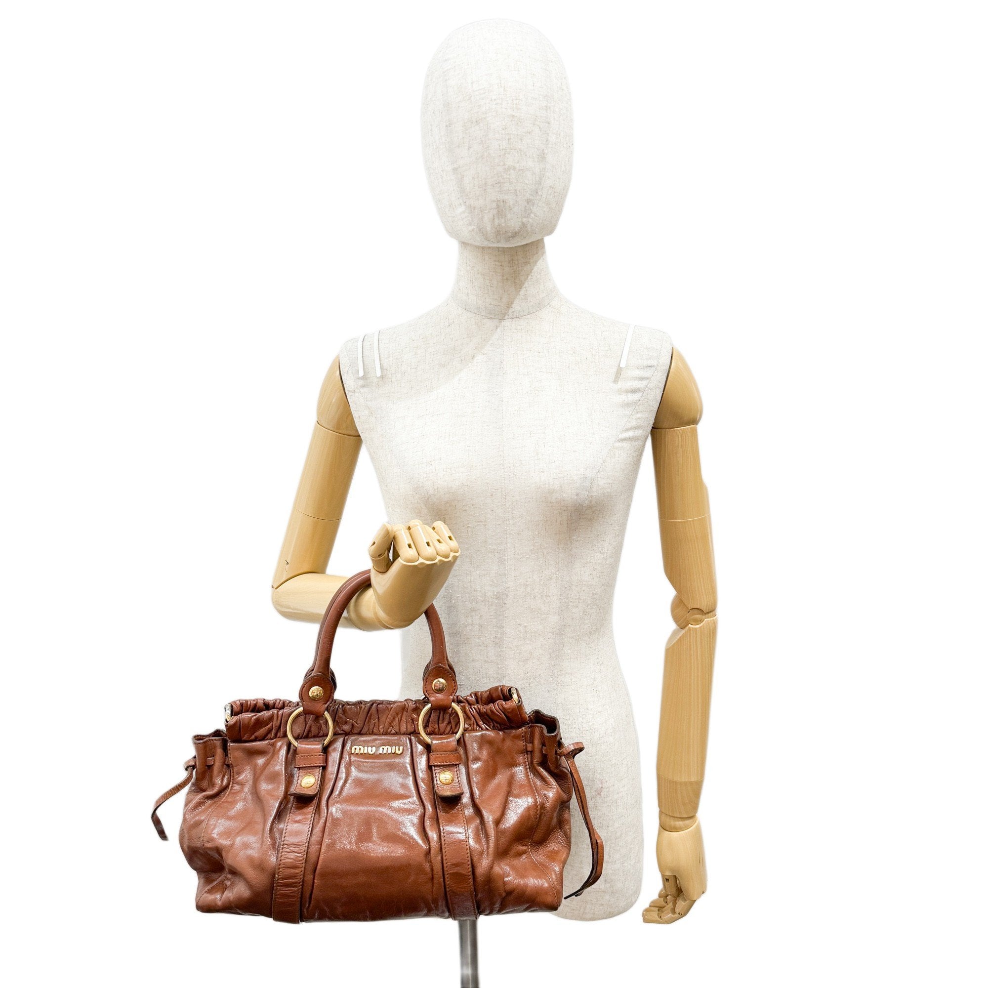 Vitello Brown Calfskin Leather Two Way Bag