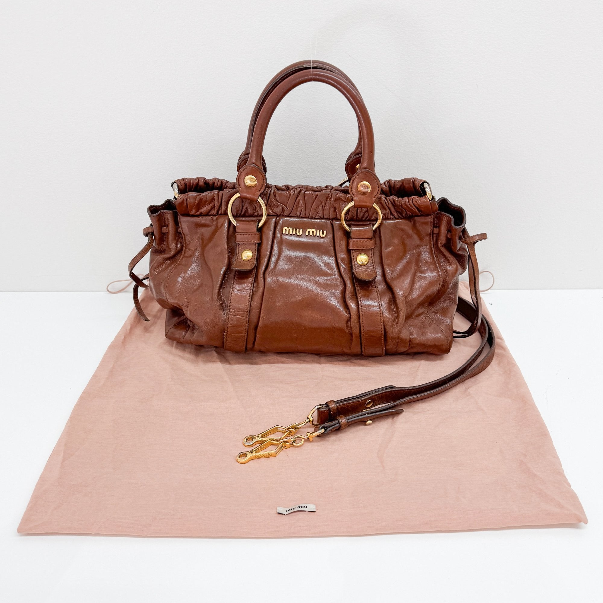 Vitello Brown Calfskin Leather Two Way Bag