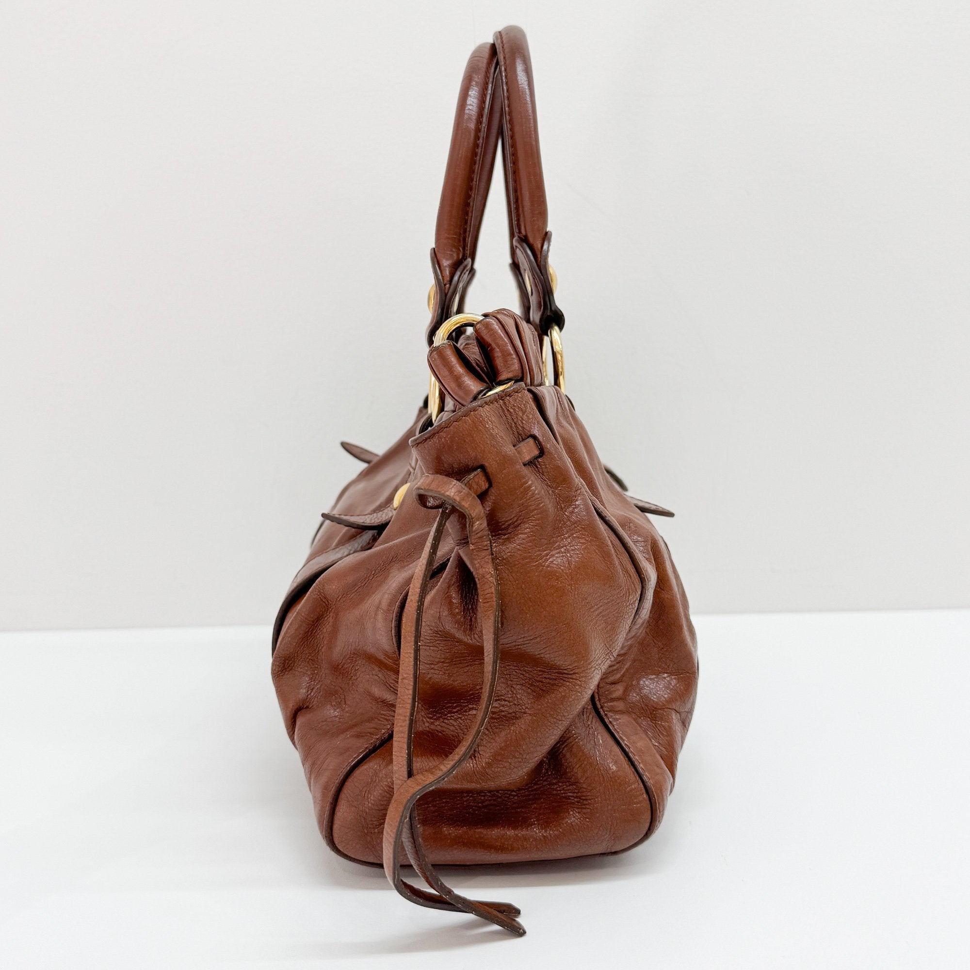 Vitello Brown Calfskin Leather Two Way Bag