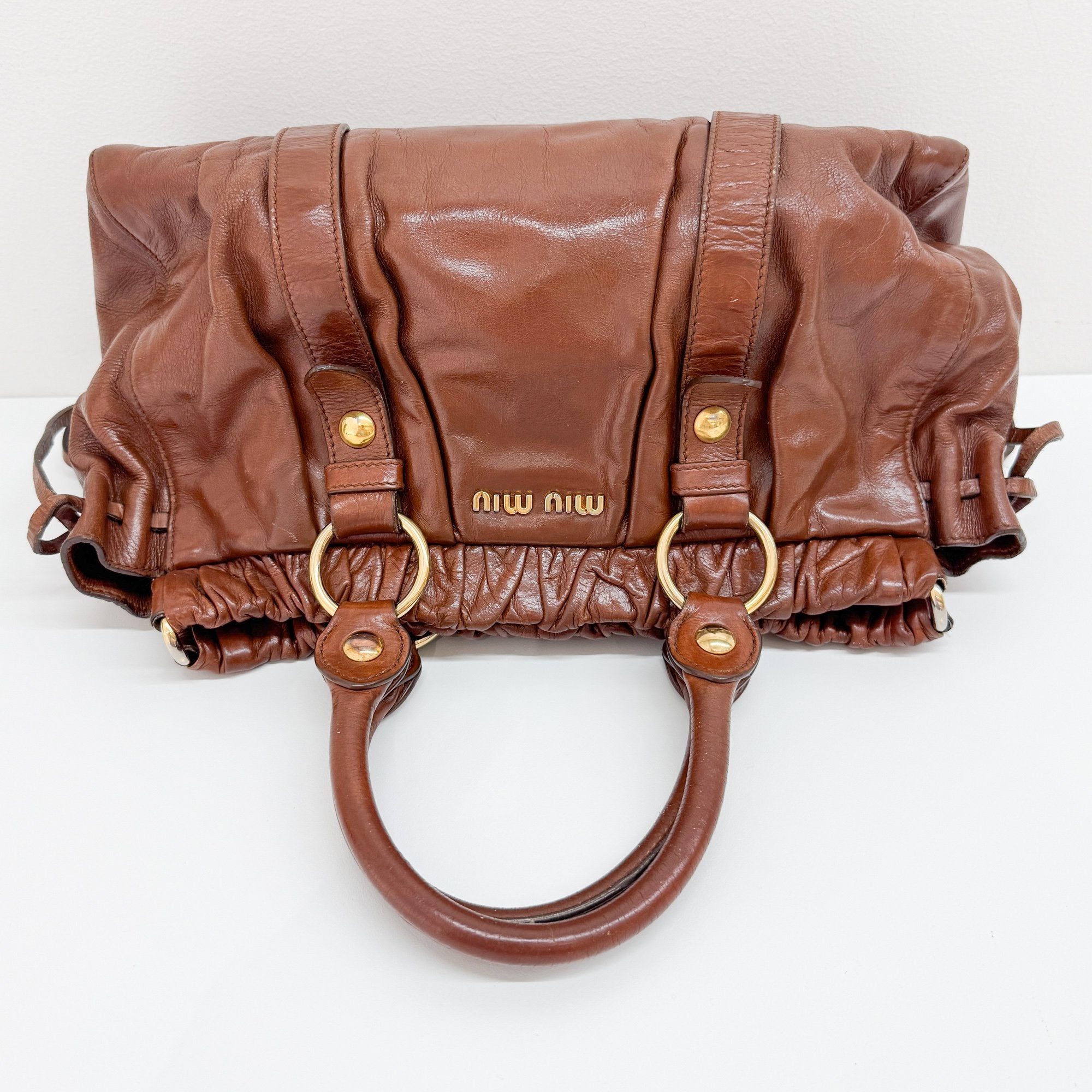 Vitello Brown Calfskin Leather Two Way Bag