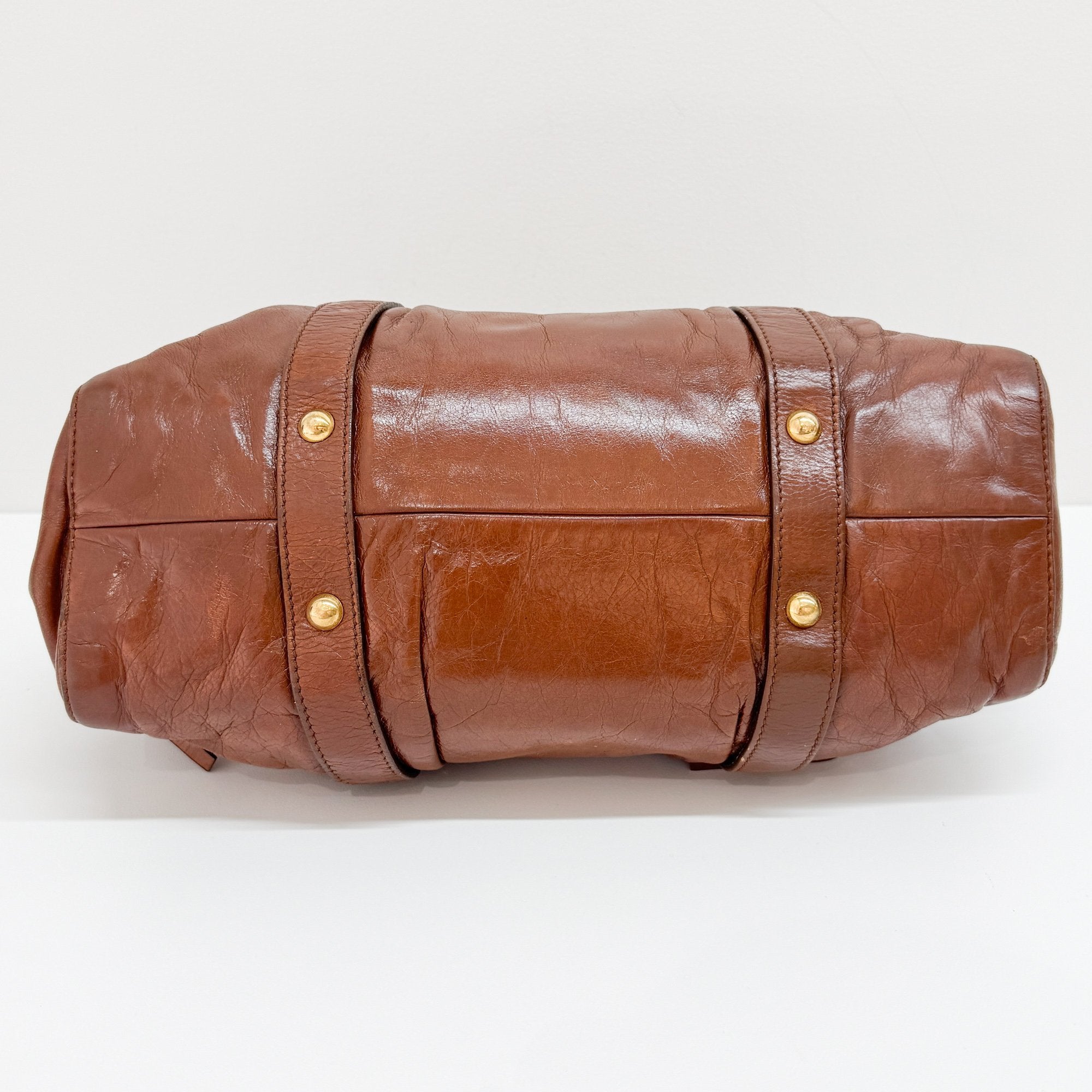 Vitello Brown Calfskin Leather Two Way Bag