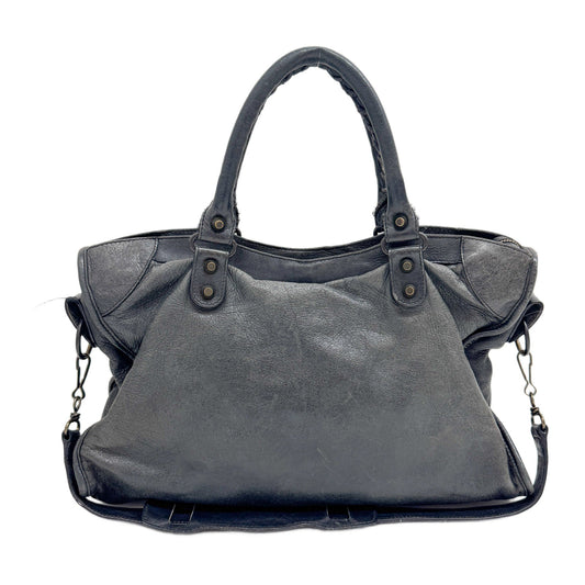 The City Dark Grey Calfskin Leather Two Way Bag