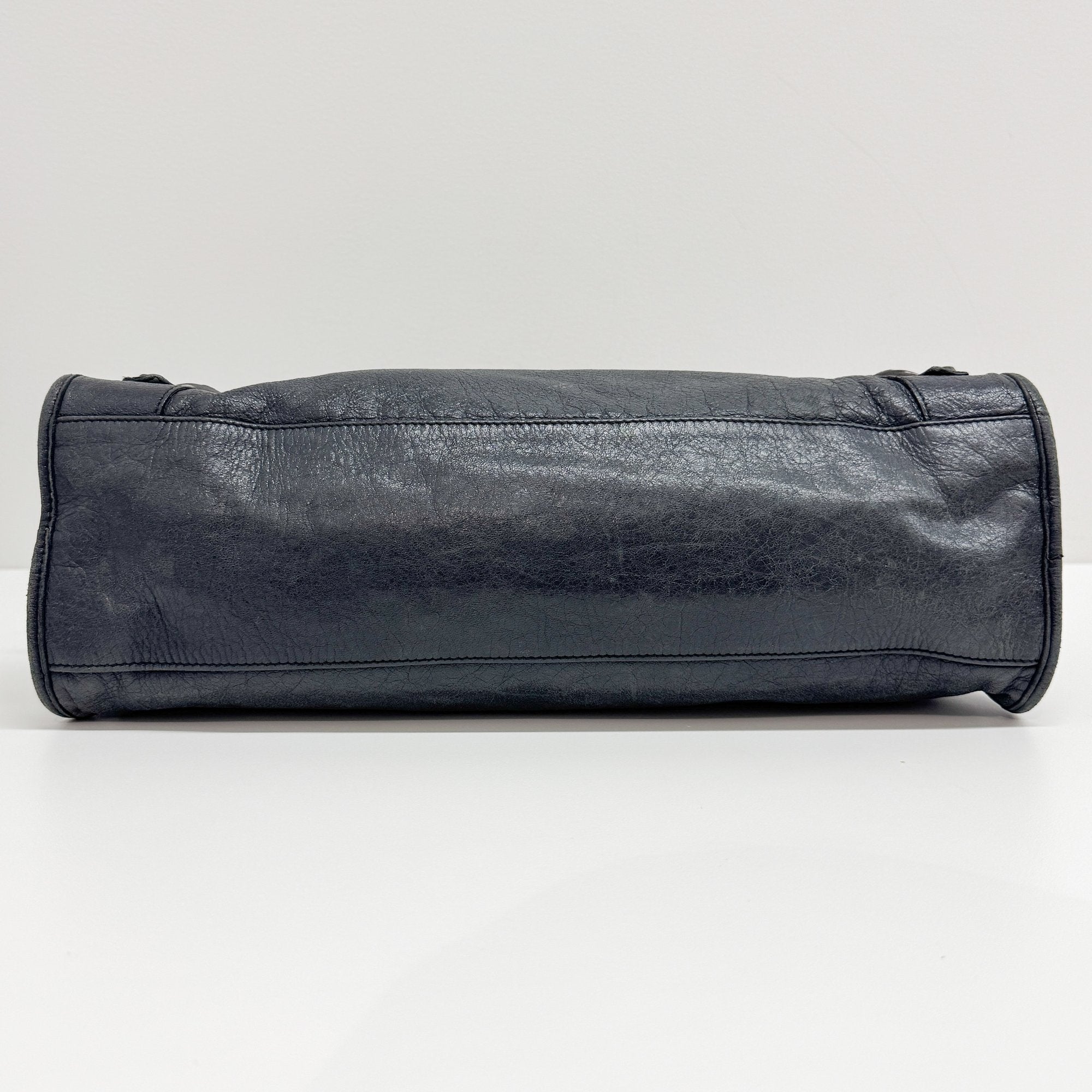 The City Dark Grey Calfskin Leather Two Way Bag