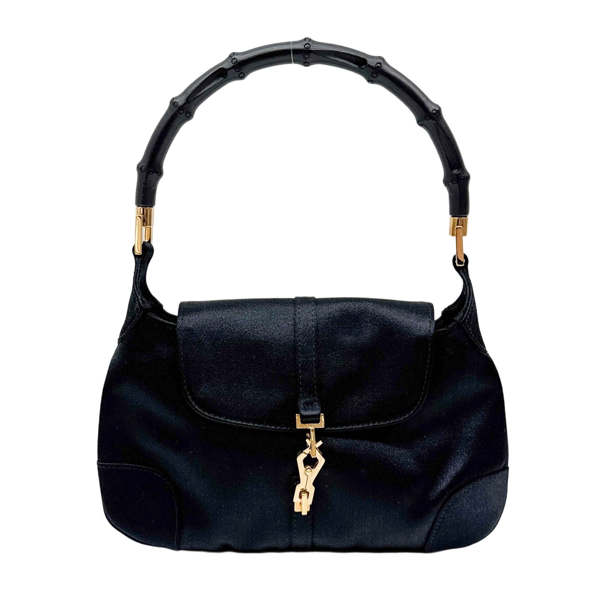 Bamboo Black Satin Hand Bag