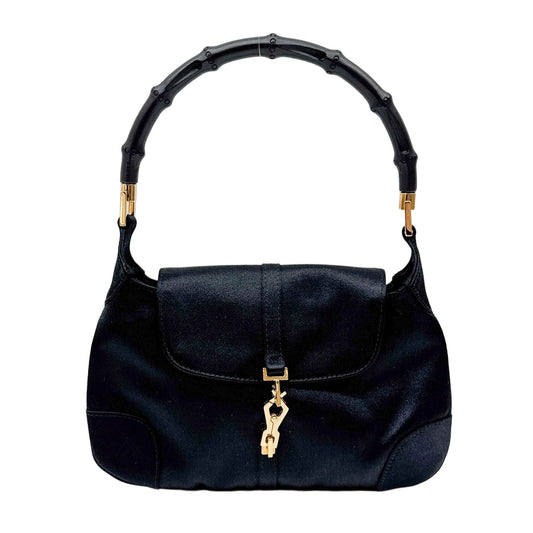 Bamboo Black Satin Hand Bag