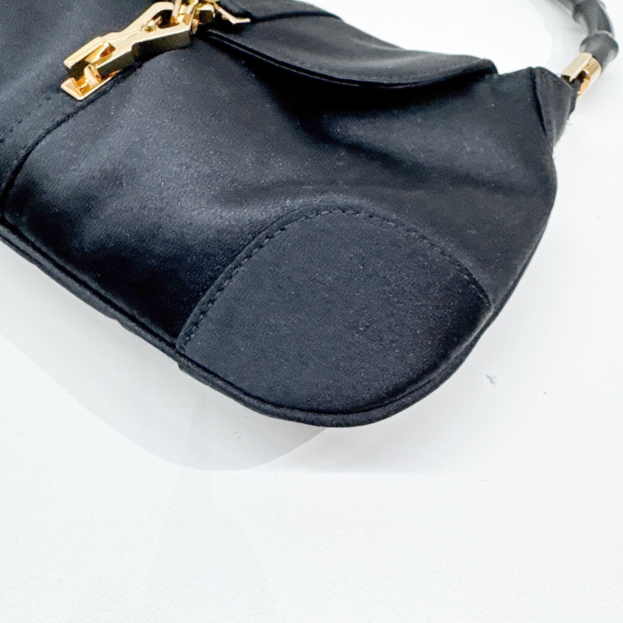 Bamboo Black Satin Hand Bag