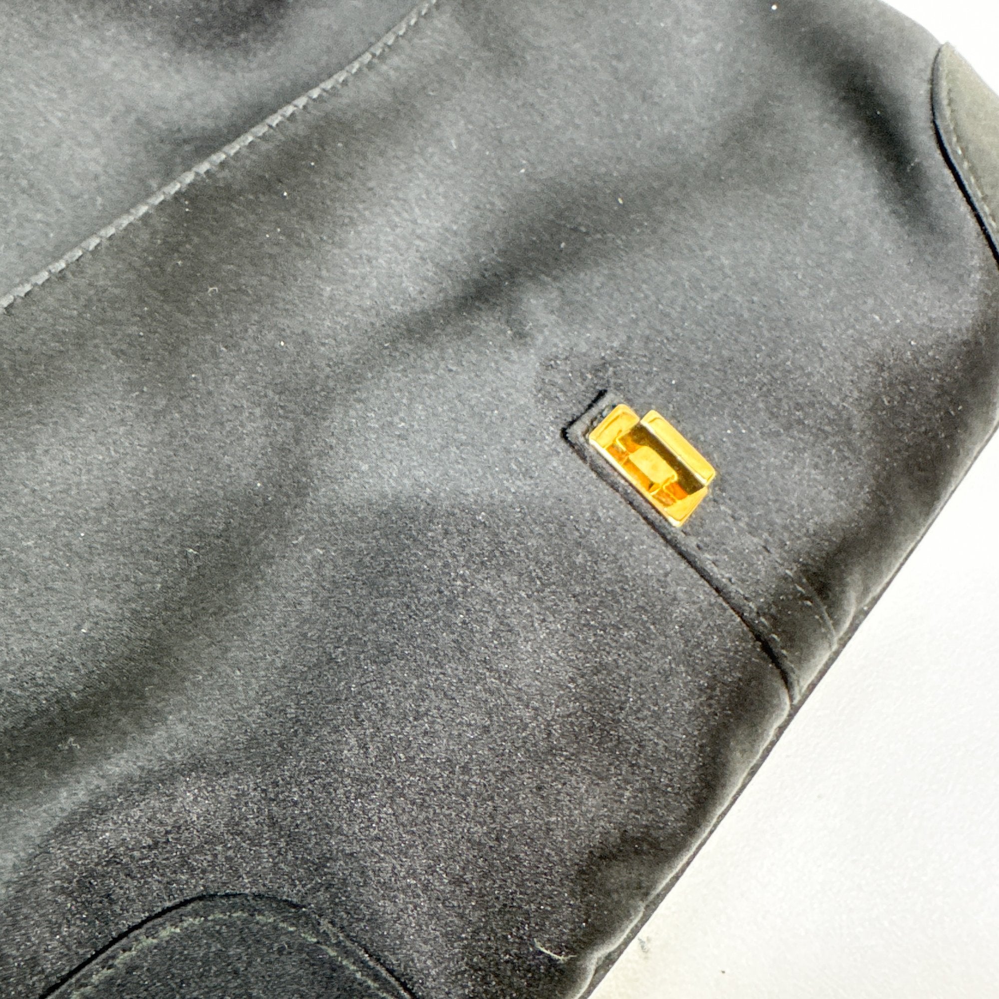 Bamboo Black Satin Hand Bag