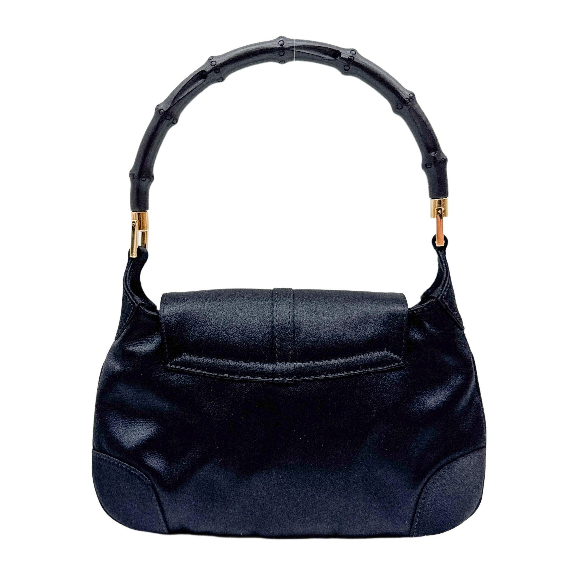 Bamboo Black Satin Hand Bag