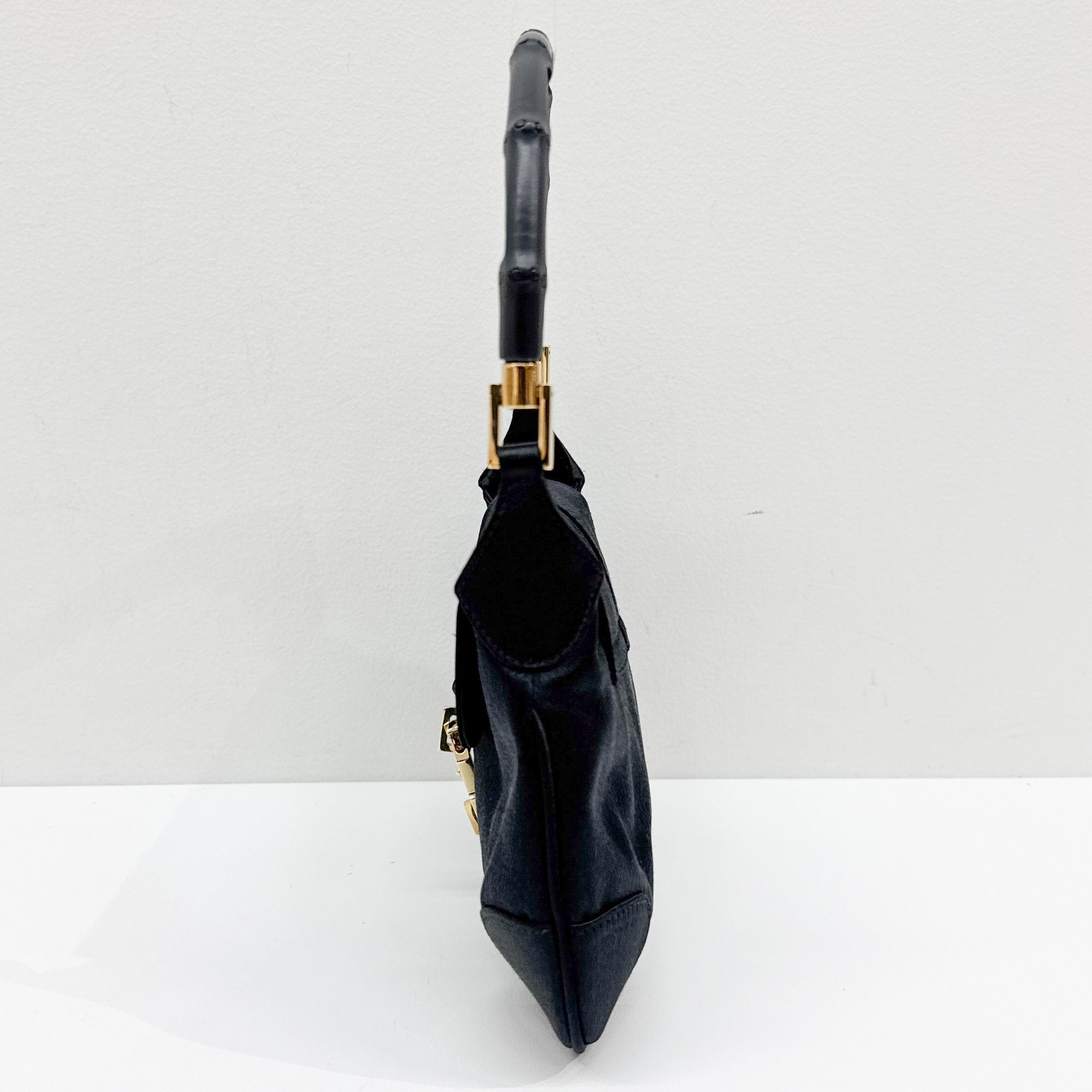 Bamboo Black Satin Hand Bag