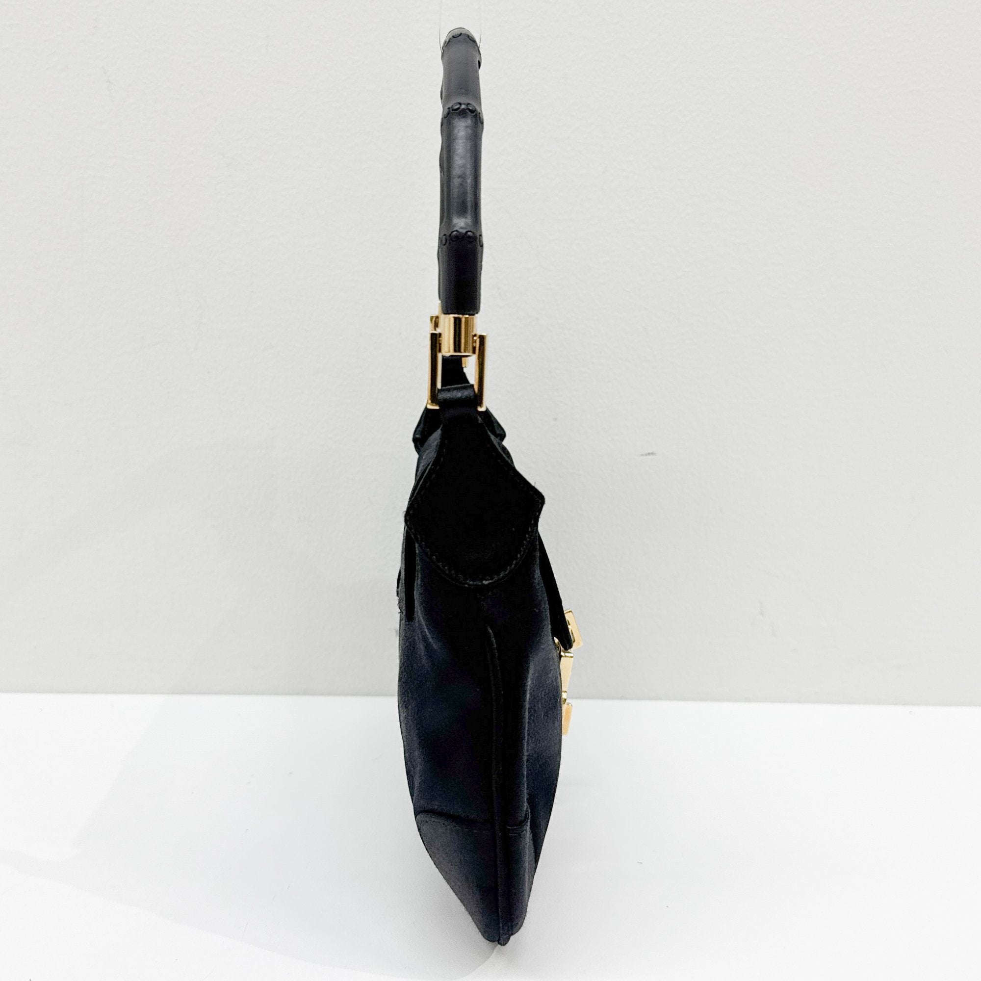 Bamboo Black Satin Hand Bag