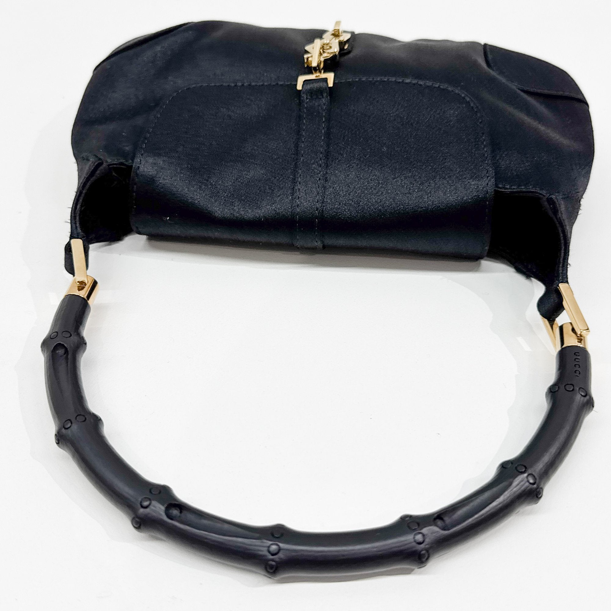 Bamboo Black Satin Hand Bag