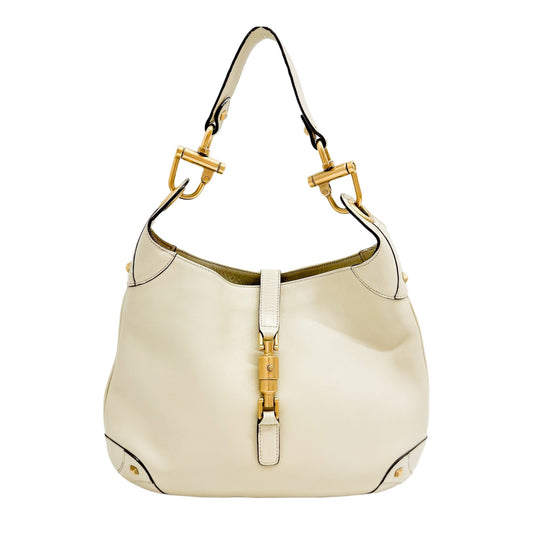 New Jackie White Leather Shoulder Bag
