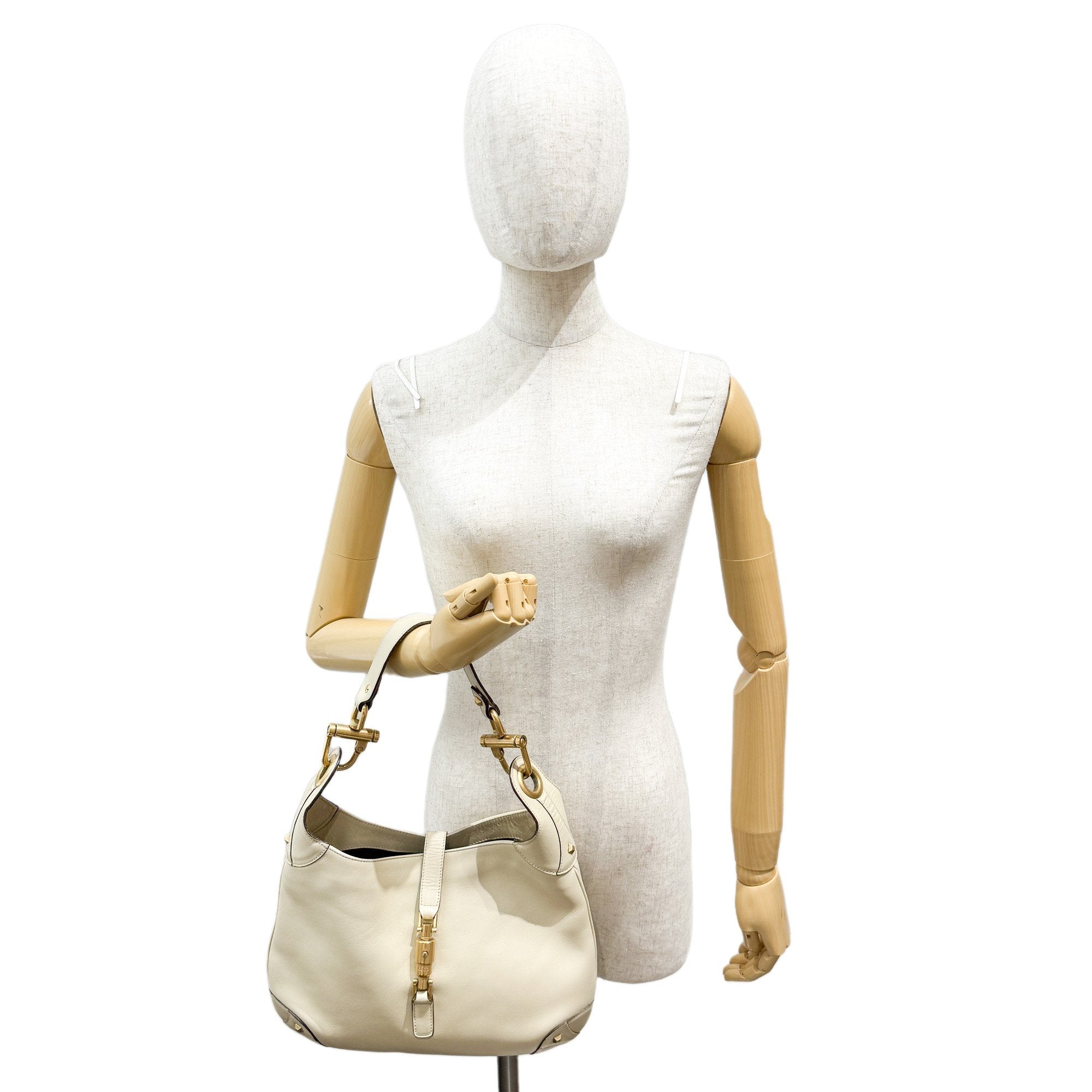 New Jackie White Leather Shoulder Bag