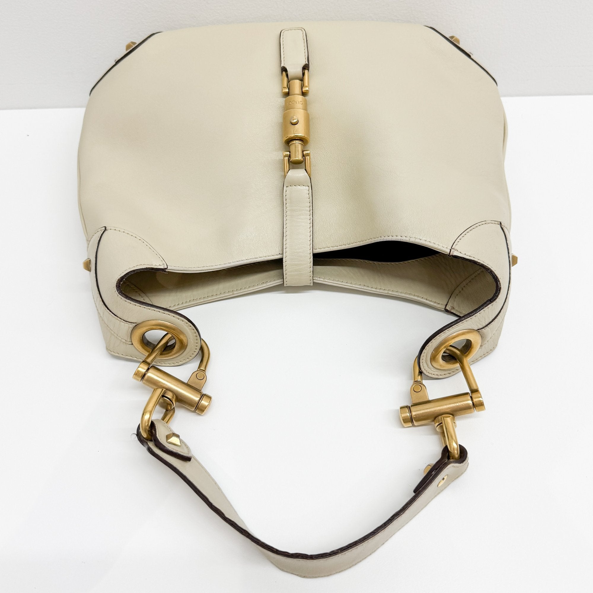 New Jackie White Leather Shoulder Bag
