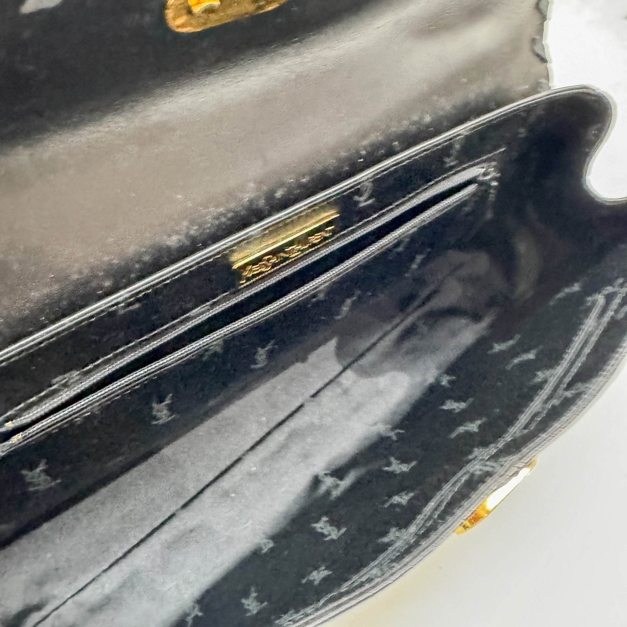 Black Croc Embossed Leather Hand Bag