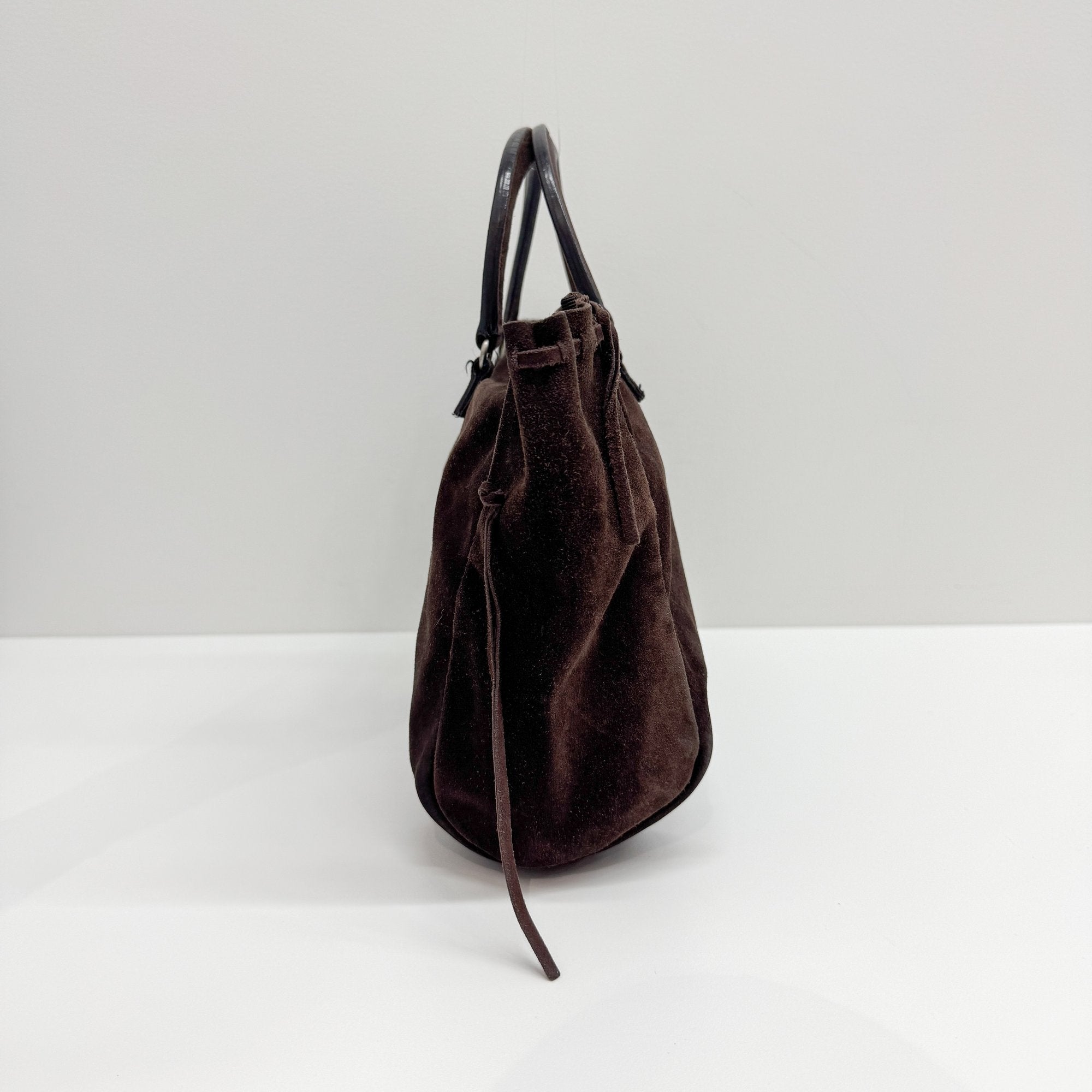 Dark Brown Suede Hand Bag