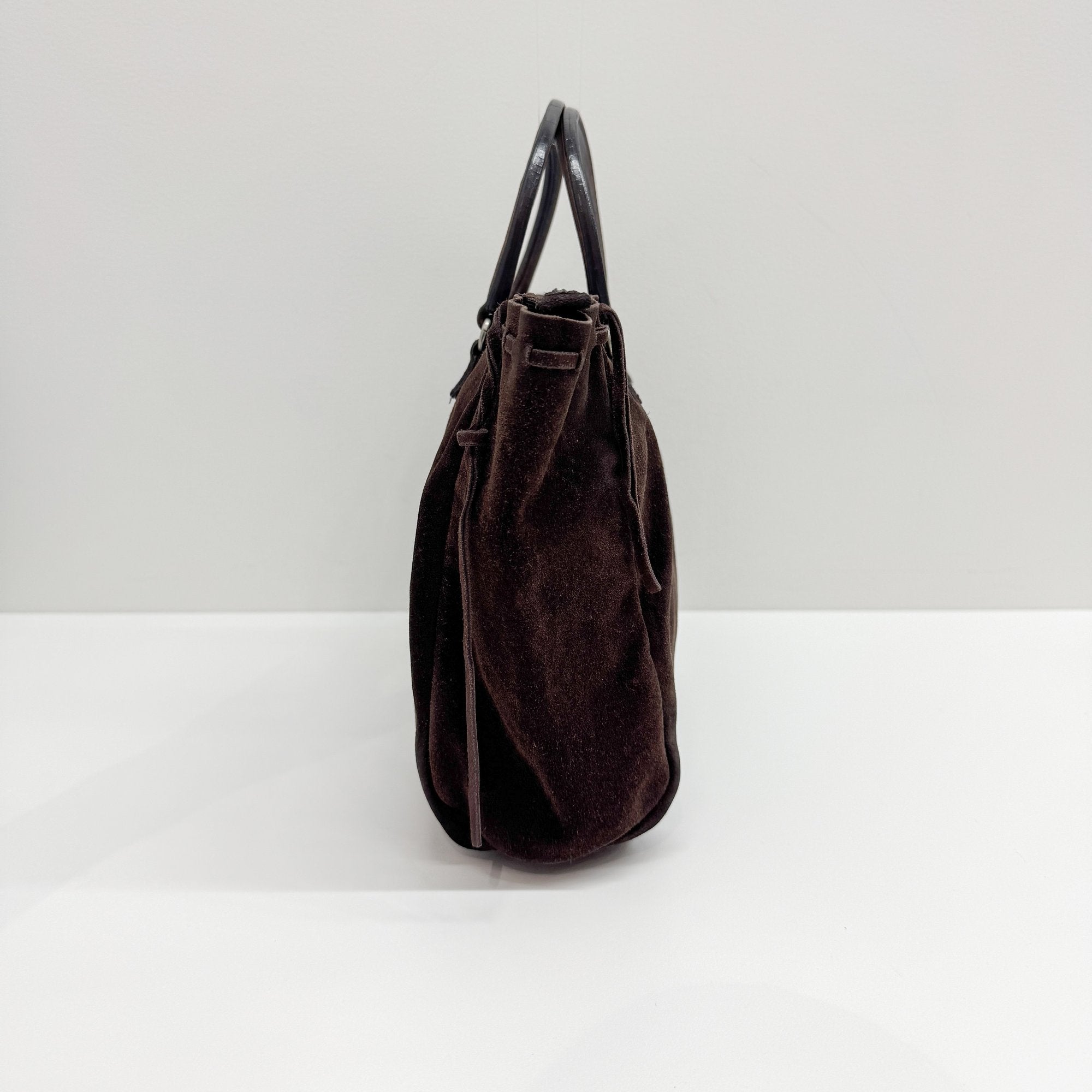 Dark Brown Suede Hand Bag