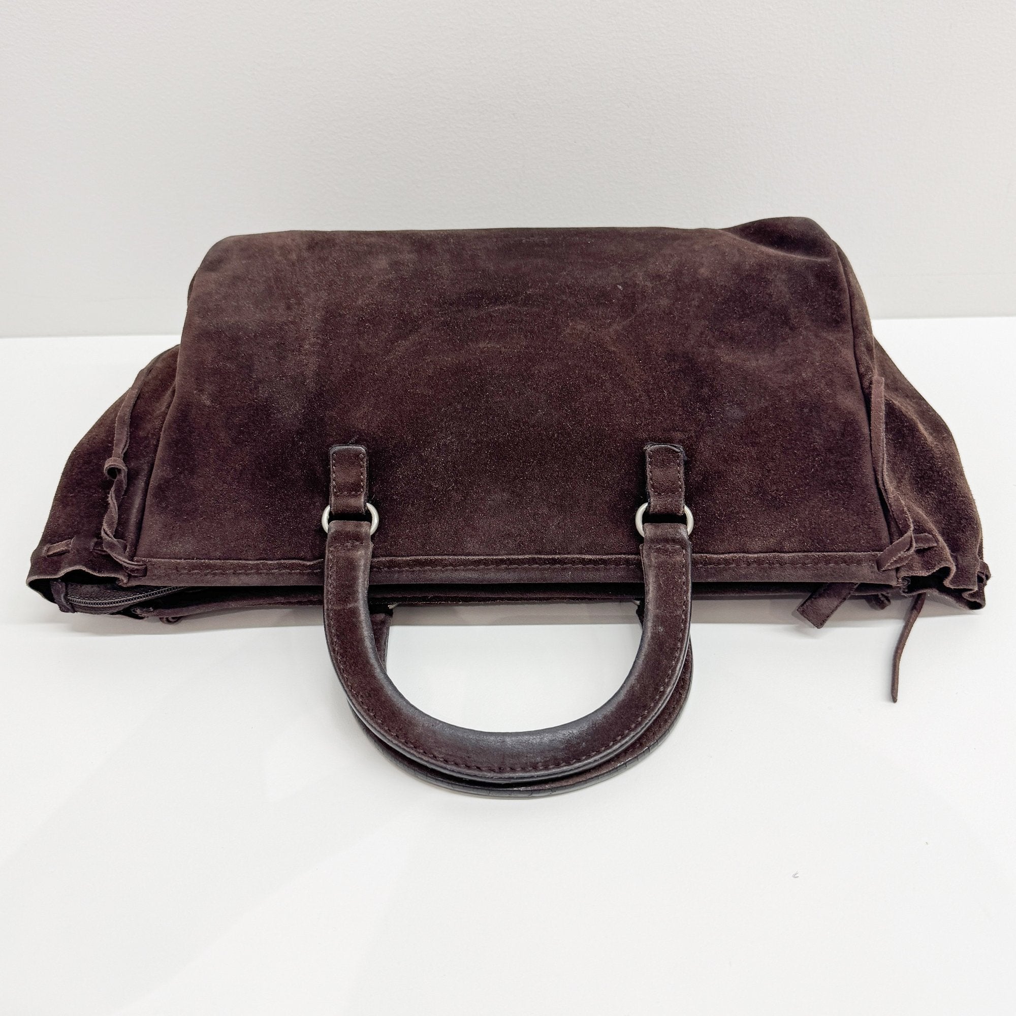 Dark Brown Suede Hand Bag