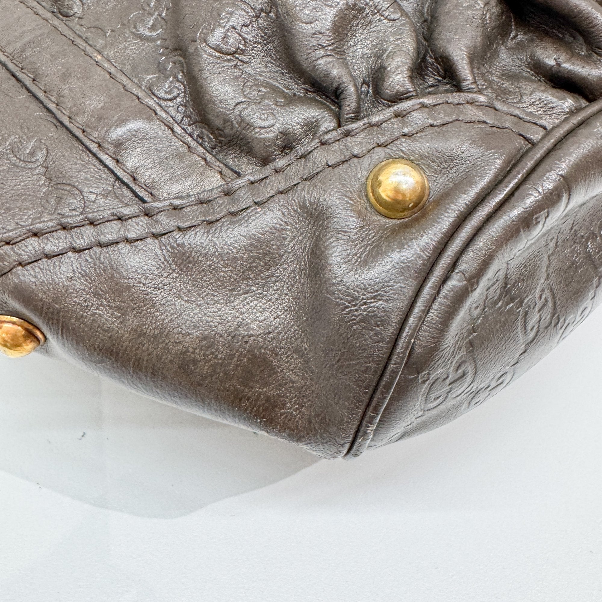 Jockey Brown GG Leather Canvas Shoulder Bag