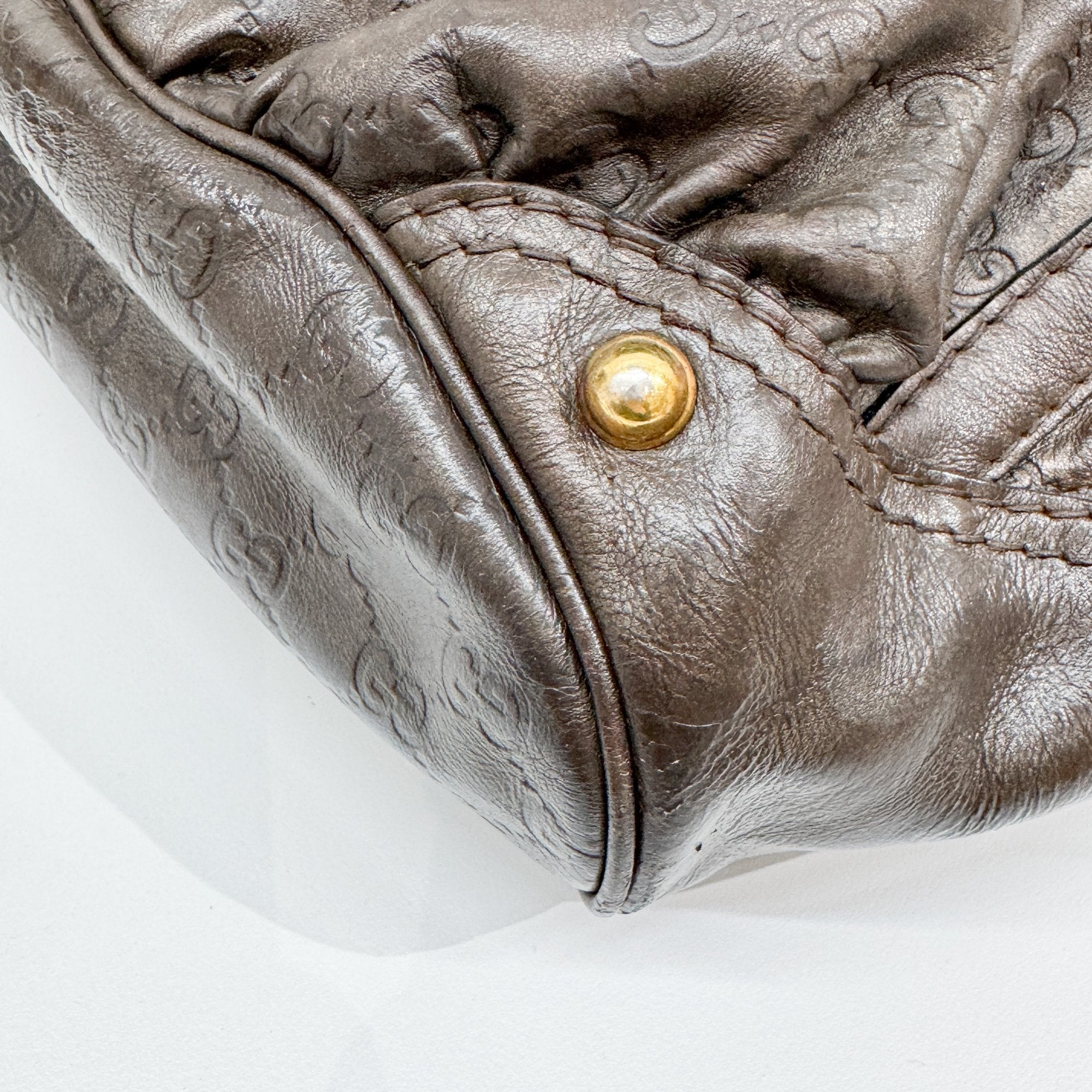 Jockey Brown GG Leather Canvas Shoulder Bag