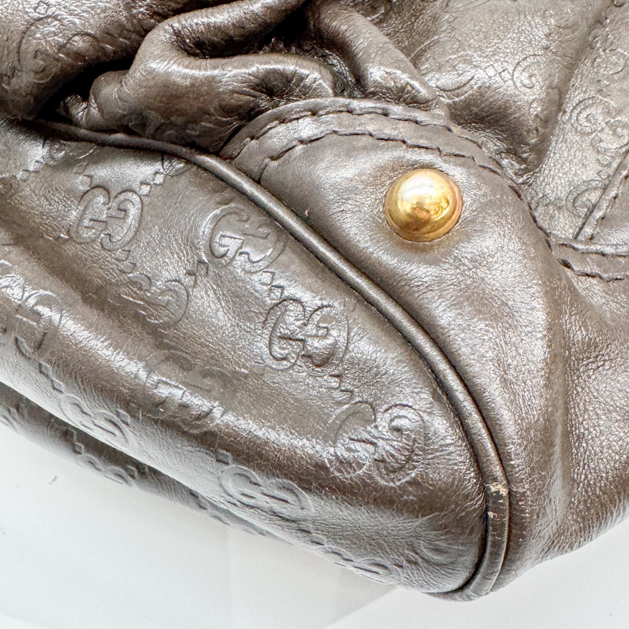 Jockey Brown GG Leather Canvas Shoulder Bag