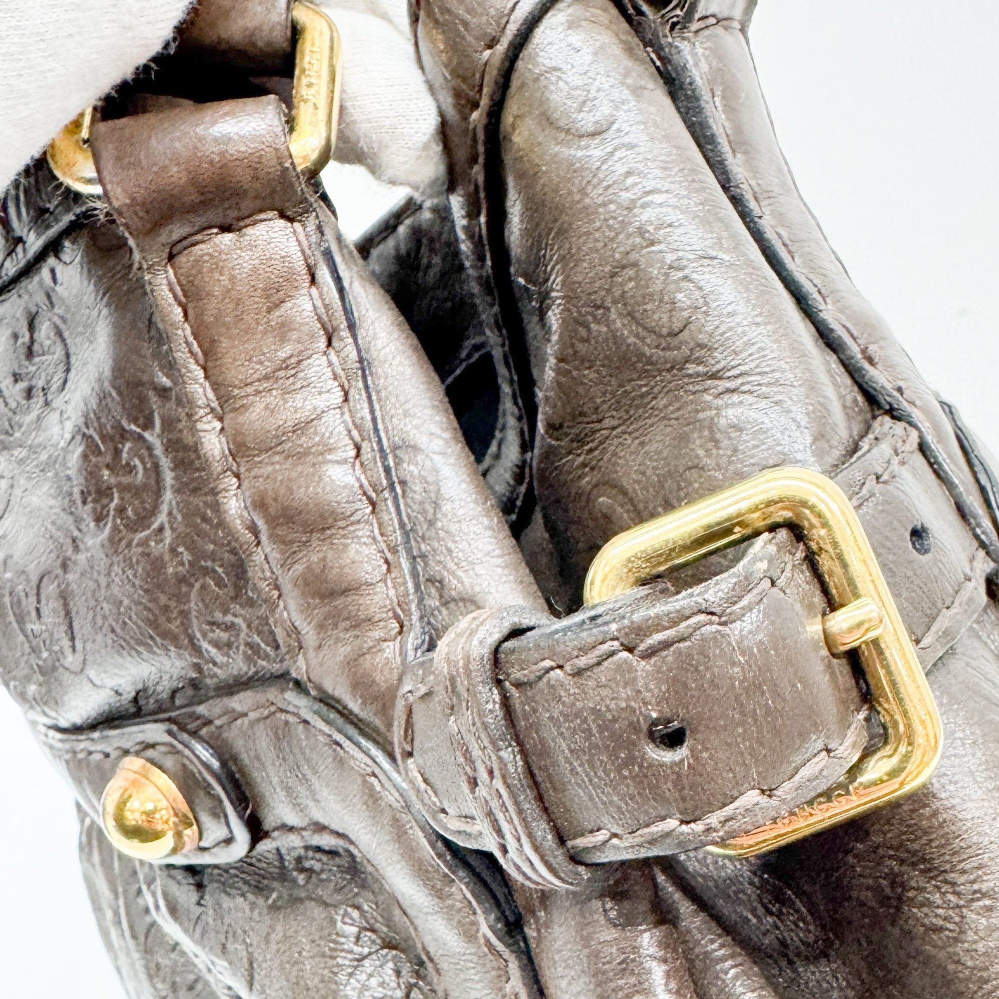 Jockey Brown GG Leather Canvas Shoulder Bag