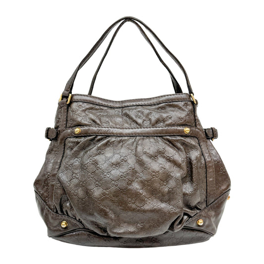 Jockey Brown GG Leather Canvas Shoulder Bag