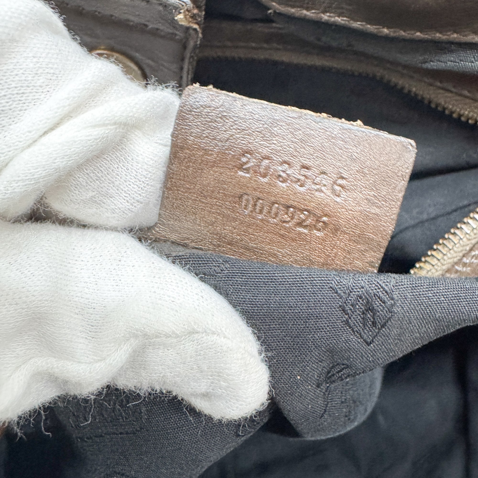 Jockey Brown GG Leather Canvas Shoulder Bag