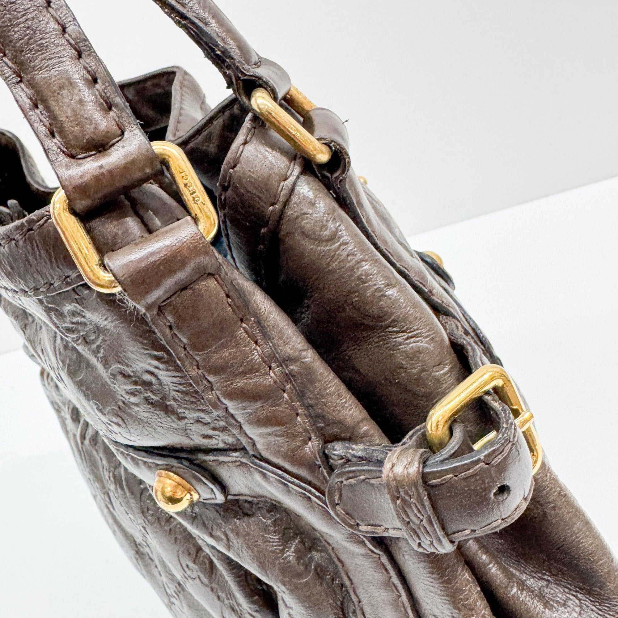 Jockey Brown GG Leather Canvas Shoulder Bag