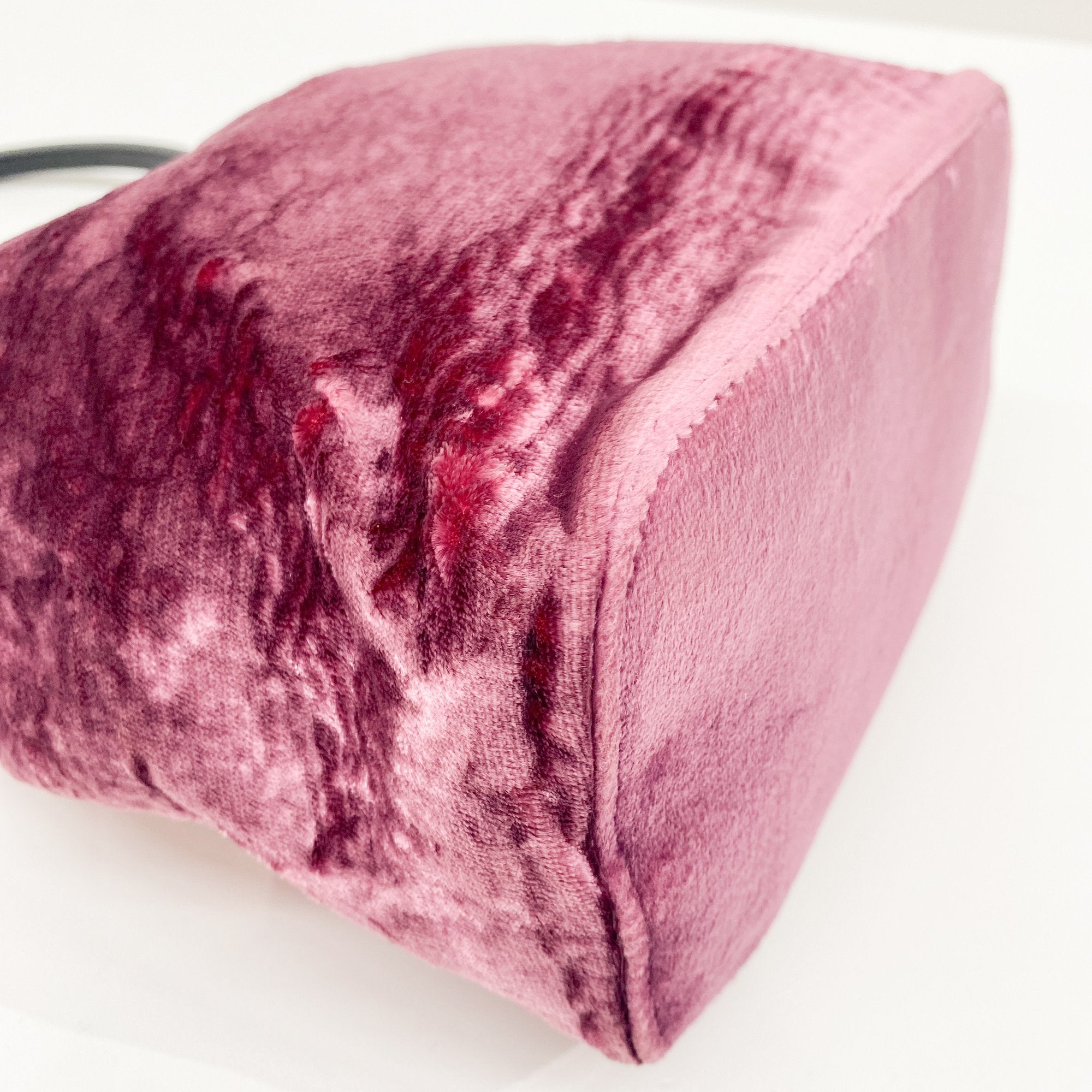 Pink Velvet Ring Handle Bucket Handbag