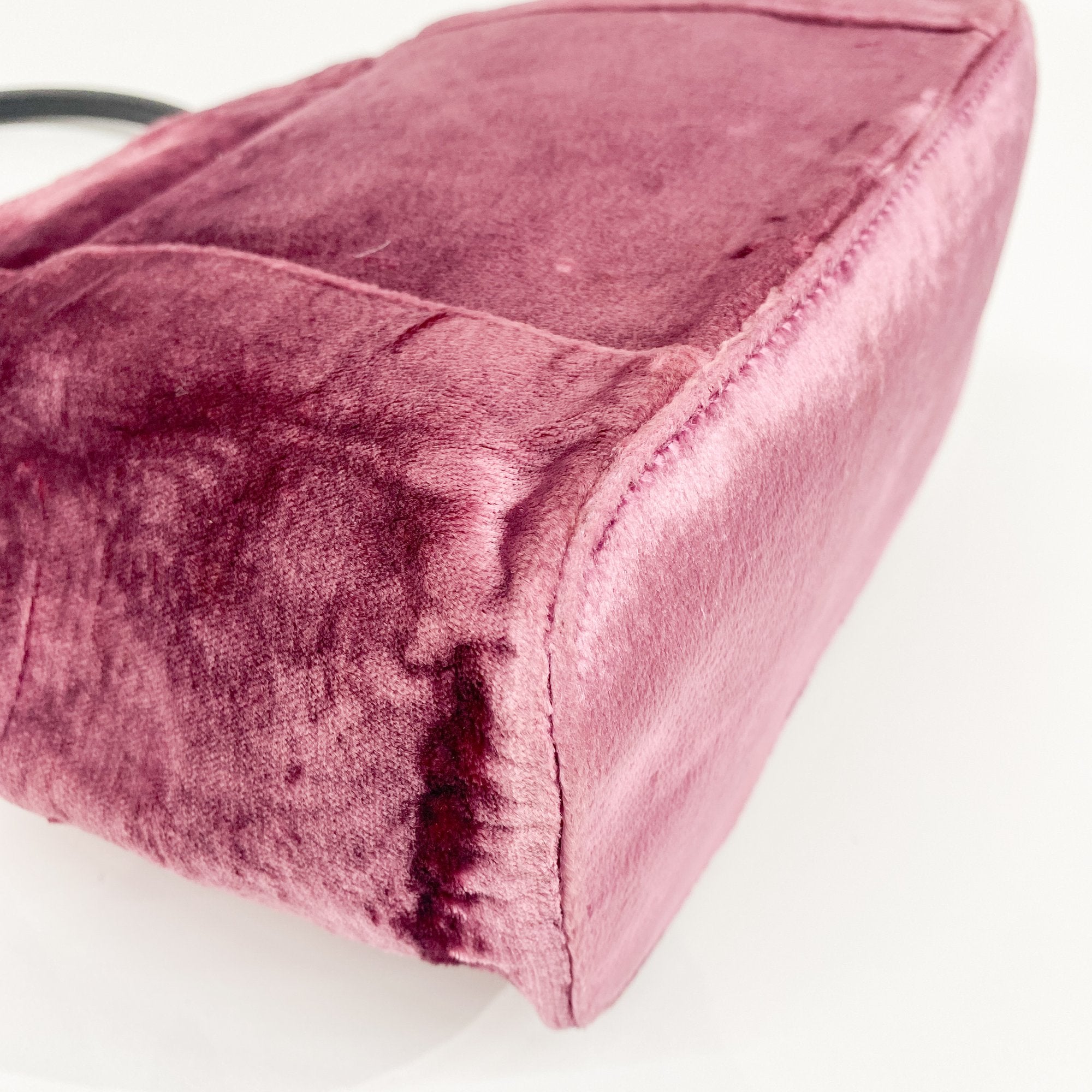 Pink Velvet Ring Handle Bucket Handbag