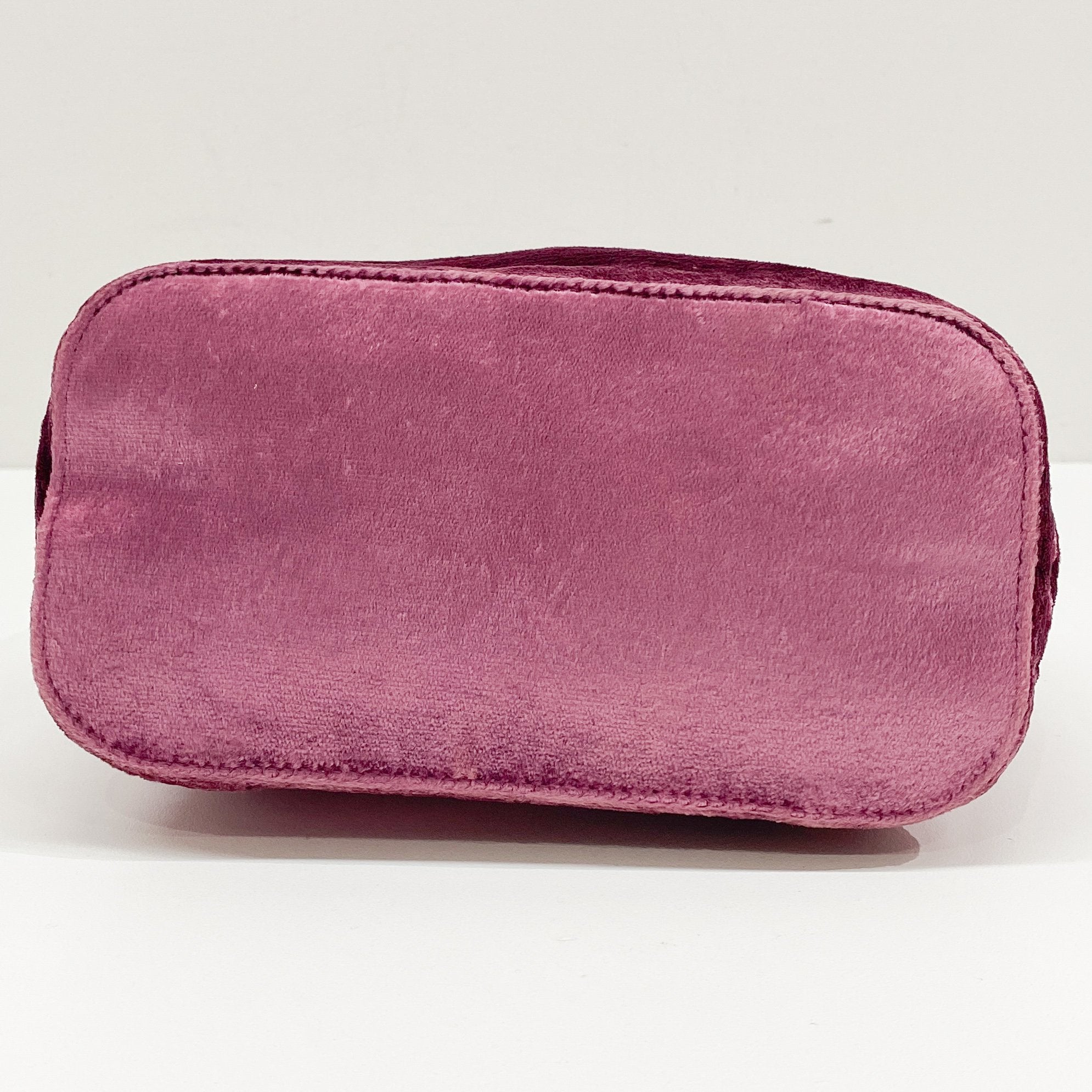 Pink Velvet Ring Handle Bucket Handbag