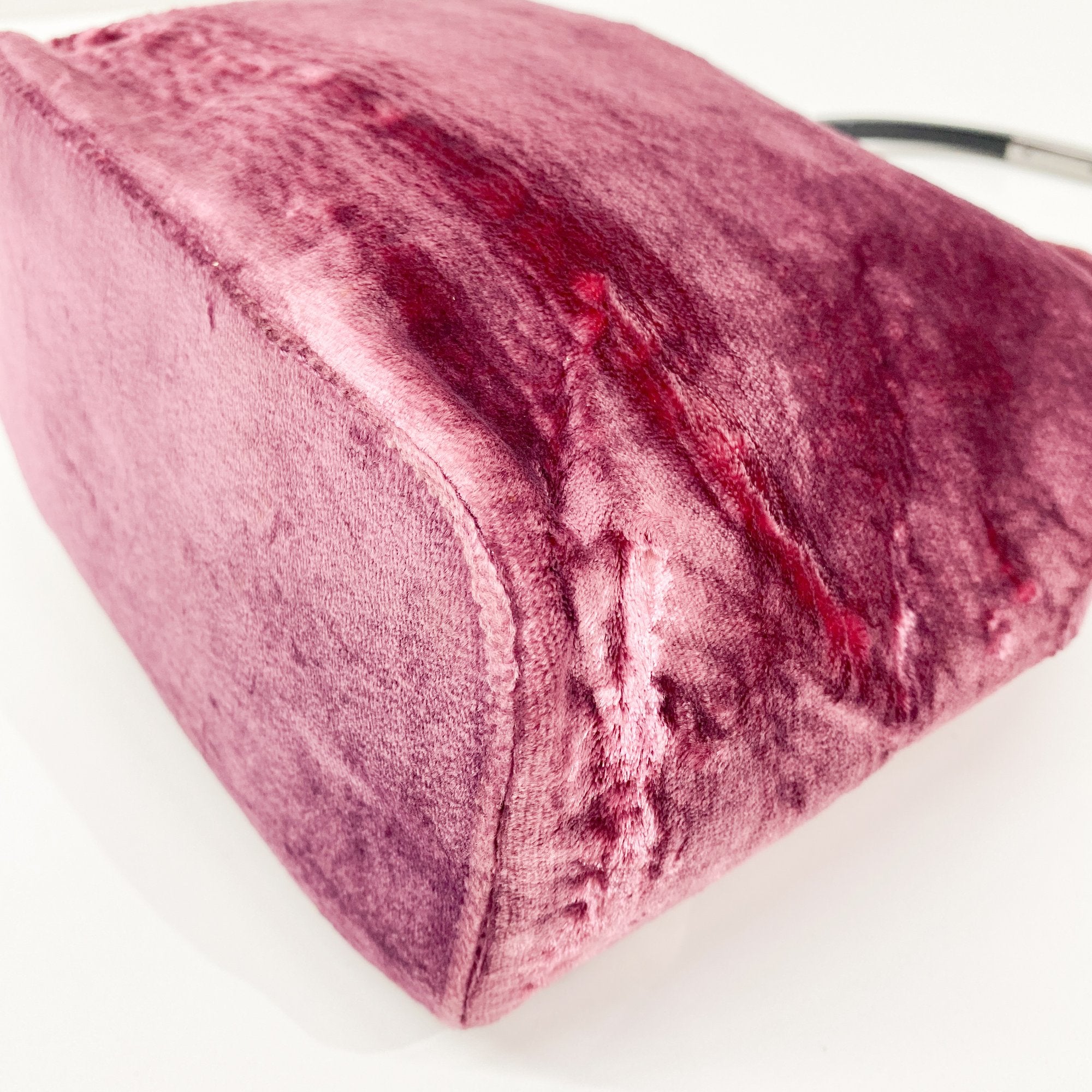 Pink Velvet Ring Handle Bucket Handbag