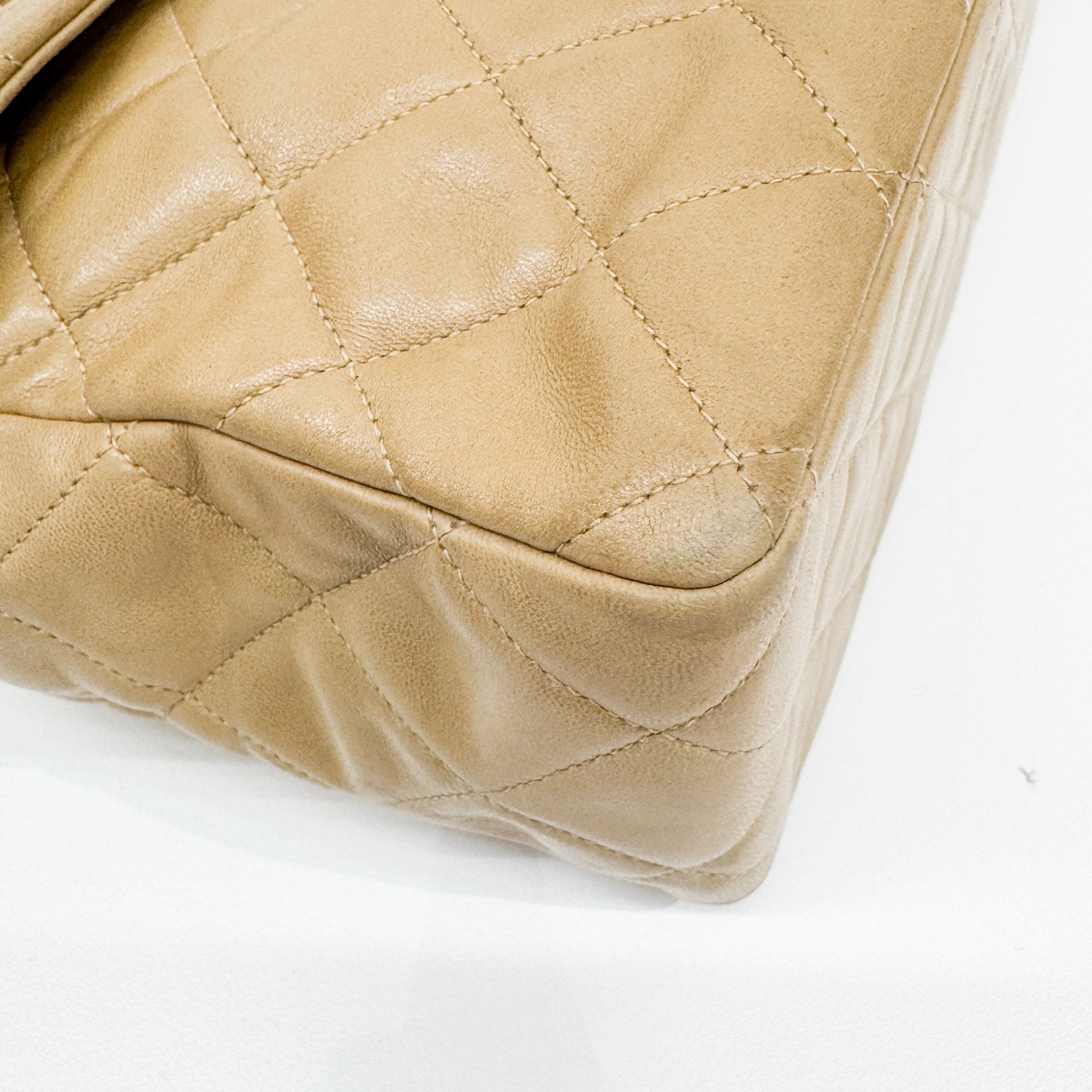 Large Timeless Classic Single Flap Matelassé Brown Lambskin Leather Shoulder Bag