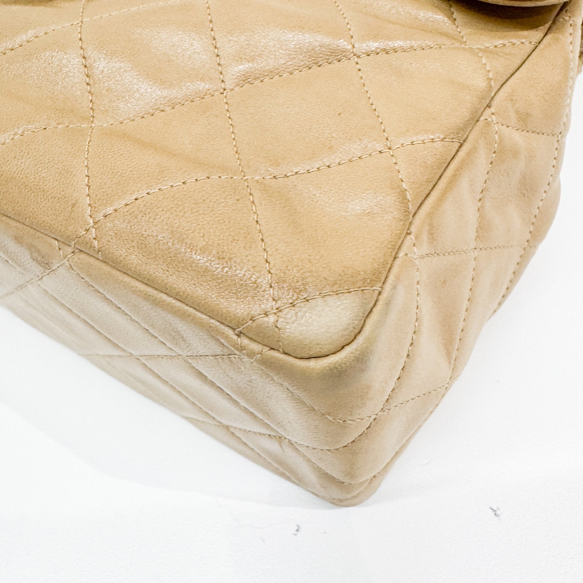 Large Timeless Classic Single Flap Matelassé Brown Lambskin Leather Shoulder Bag