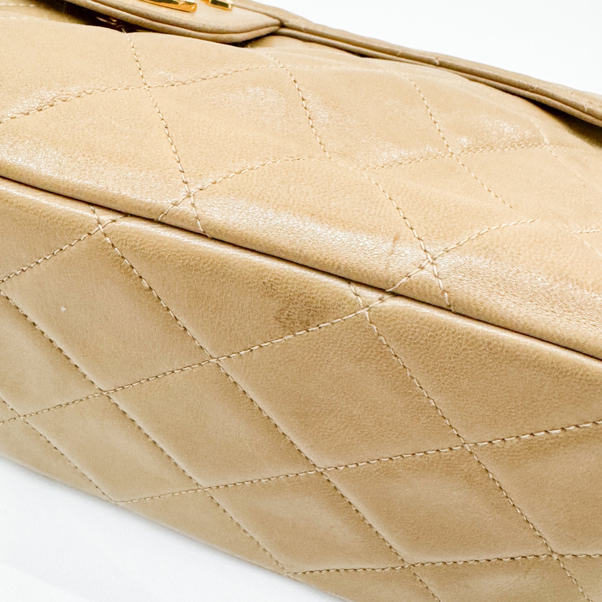 Large Timeless Classic Single Flap Matelassé Brown Lambskin Leather Shoulder Bag