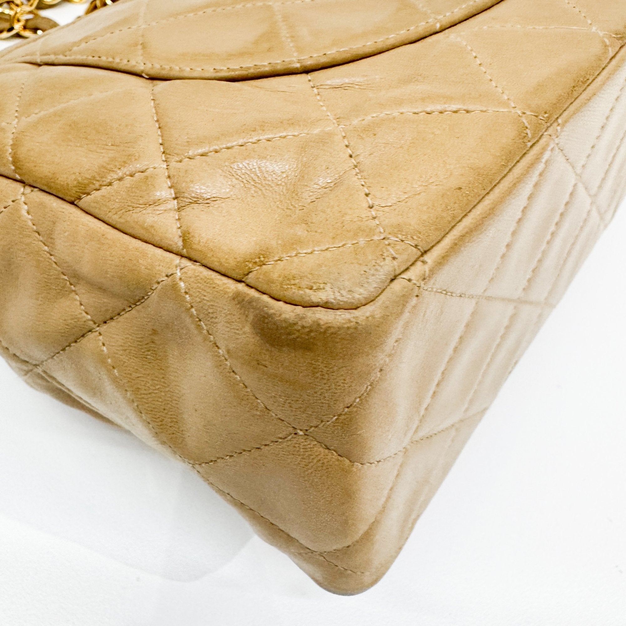 Large Timeless Classic Single Flap Matelassé Brown Lambskin Leather Shoulder Bag