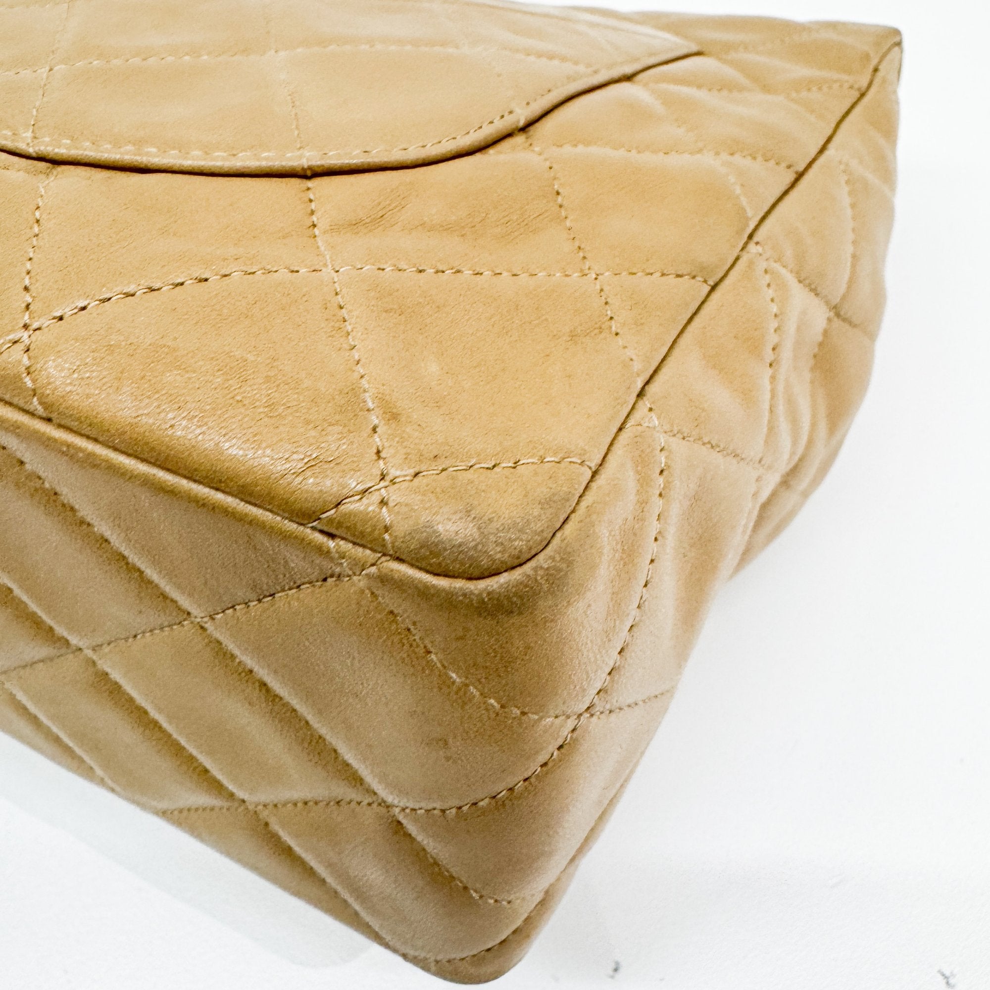 Large Timeless Classic Single Flap Matelassé Brown Lambskin Leather Shoulder Bag