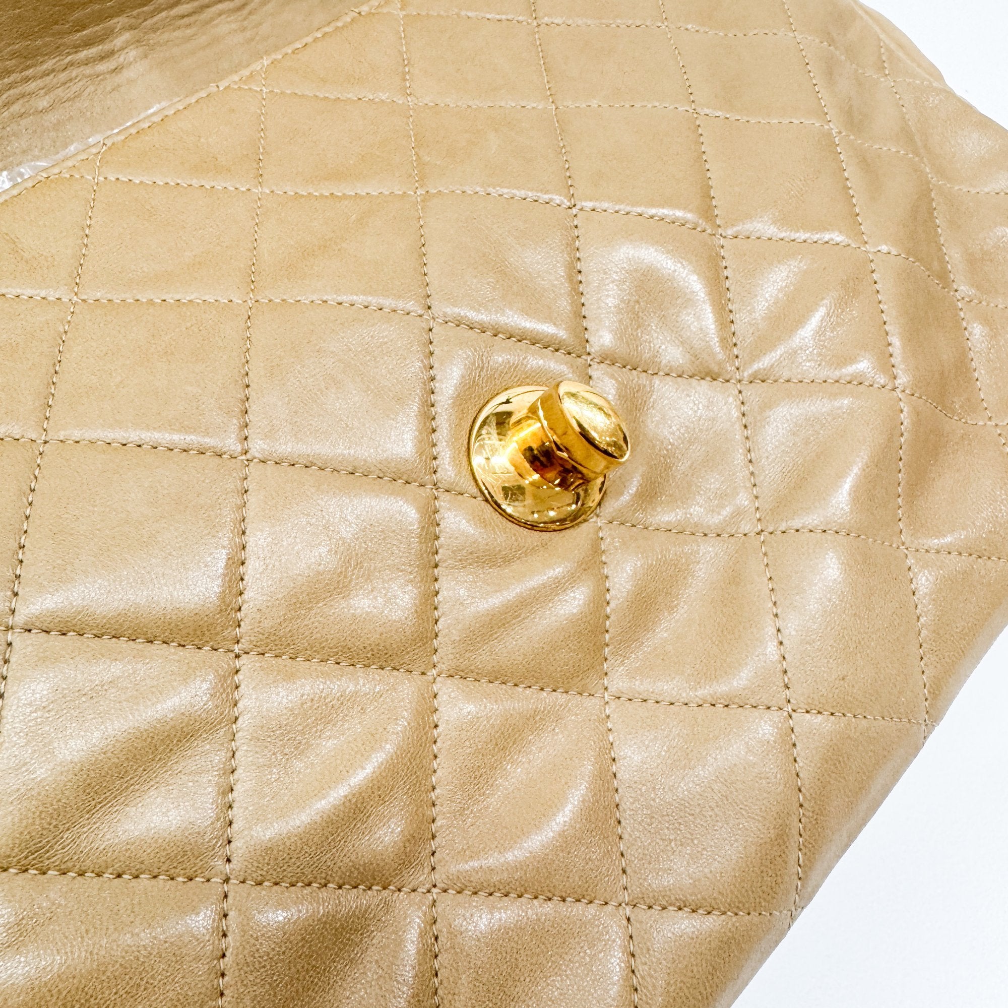 Large Timeless Classic Single Flap Matelassé Brown Lambskin Leather Shoulder Bag